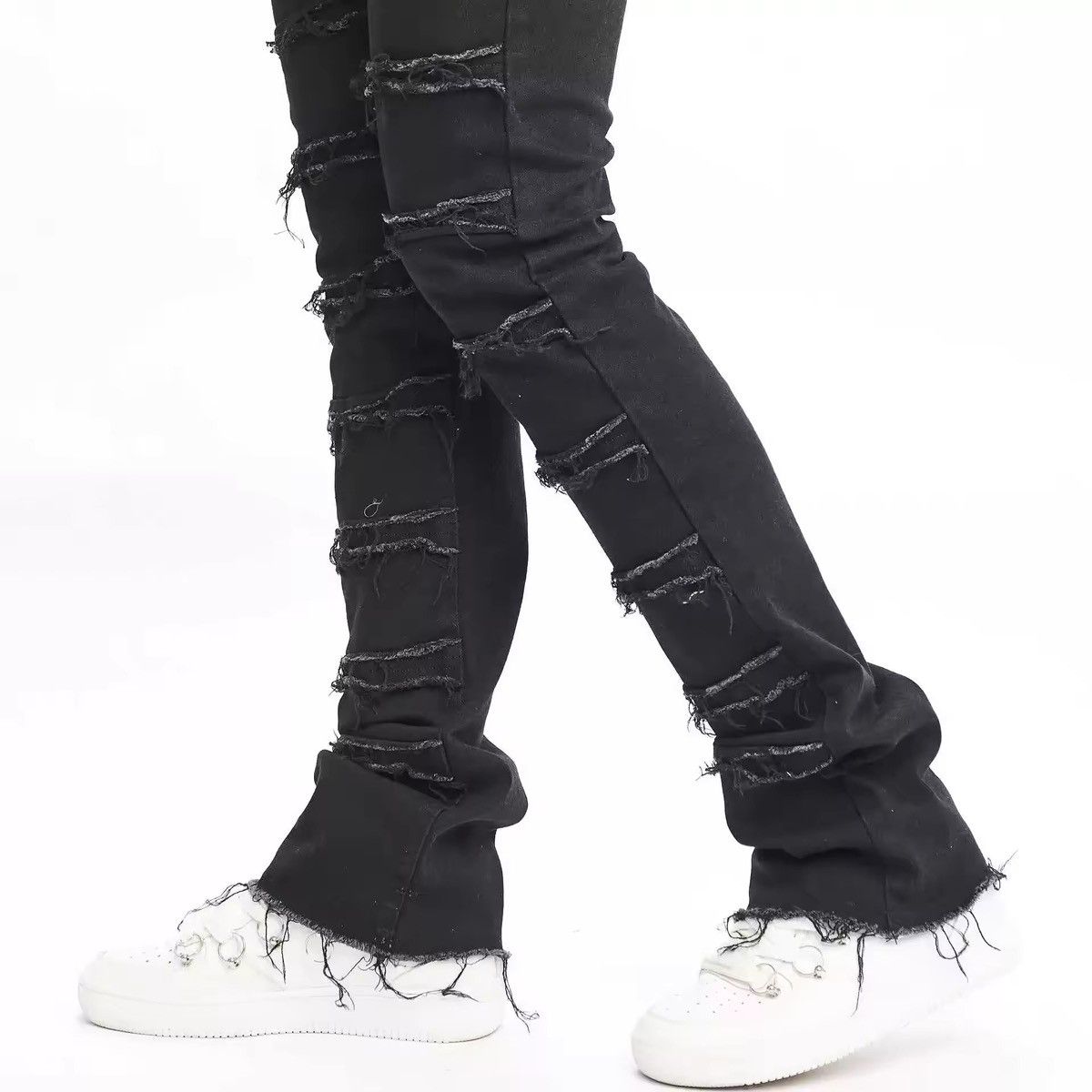 Jean × Vintage Men Distressed Spliced Slim Flared Jean Size US 36 / EU 52 - 5 Thumbnail