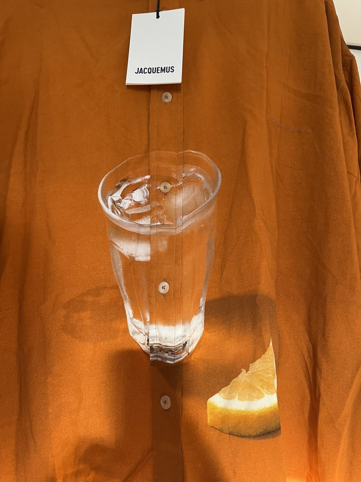 Jacquemus Jacqumeus citrus l splash orange glass printed graphic shirt Size US M / EU 48-50 / 2 - 4 Thumbnail