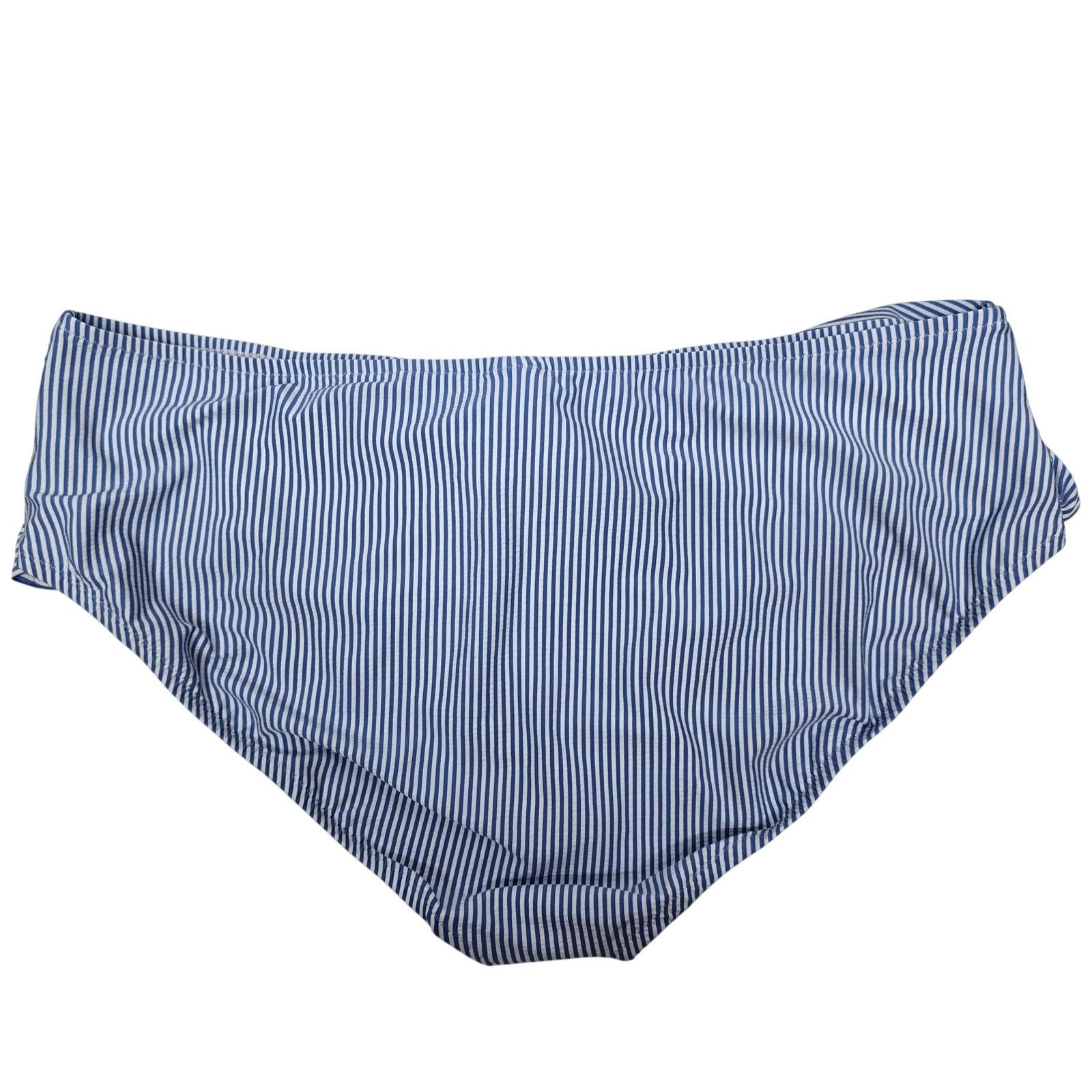 J.Crew NWT J Crew Tie High-Rise Bikini Bottom Seersucker 3X Striped Size ONE SIZE - 4 Thumbnail