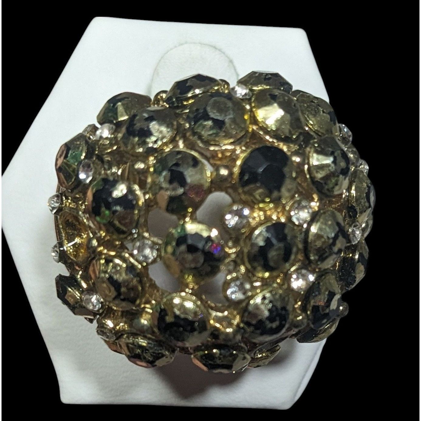 Other Chunky Rhinestone Gold Tone Dome Stretch Size 6 1/2 Size ONE SIZE - 1 Thumbnail