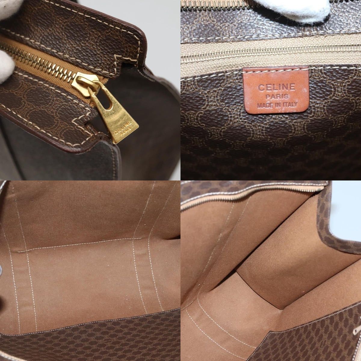 Celine CELINE Macadam Canvas Shoulder Bag Pvc Leather Brown Gold Size ONE SIZE - 11 Thumbnail