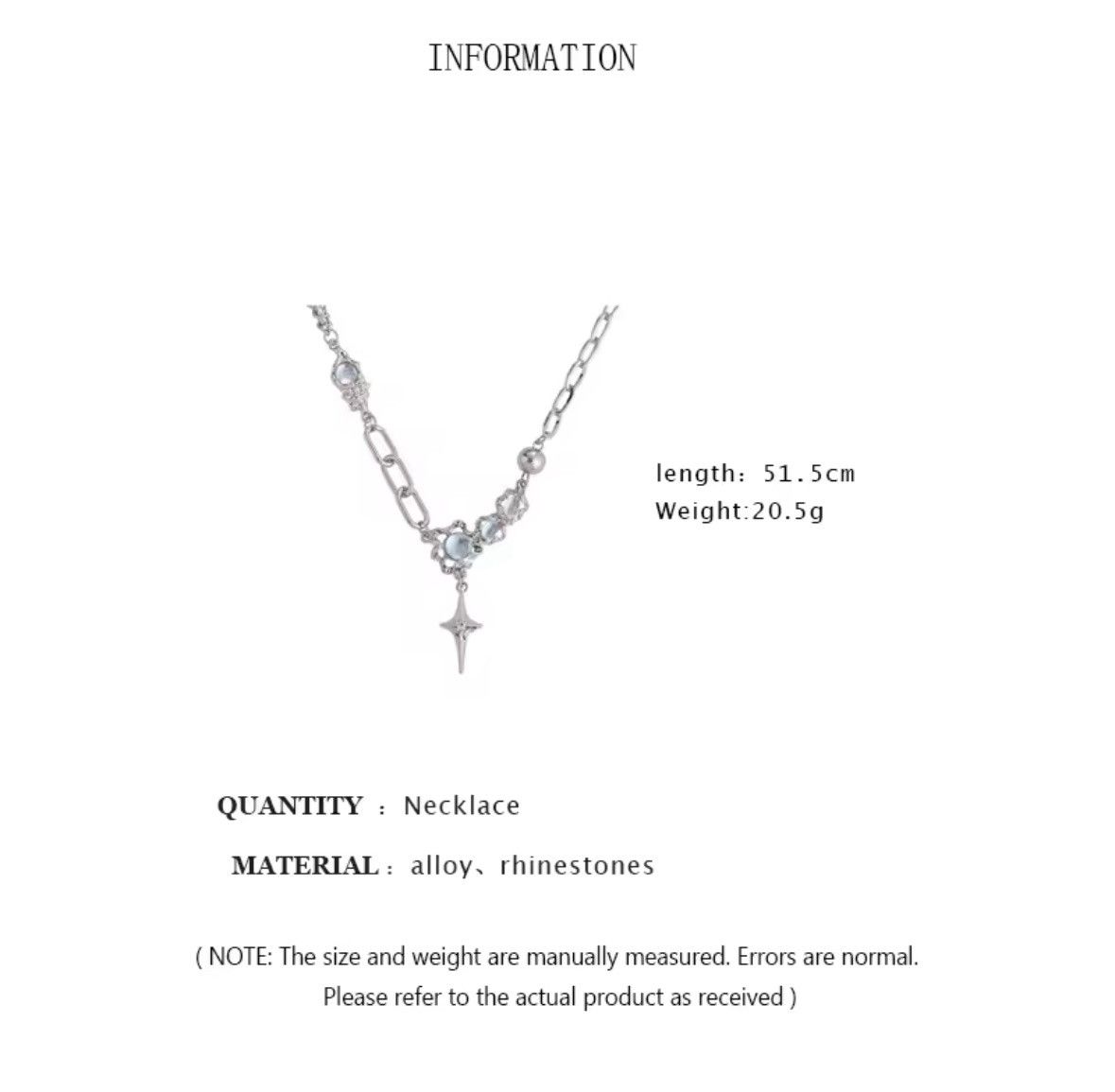 Jewelry , Silver Color Star Pendant Necklace Shiny Rhinestone Size ONE SIZE - 6 Thumbnail
