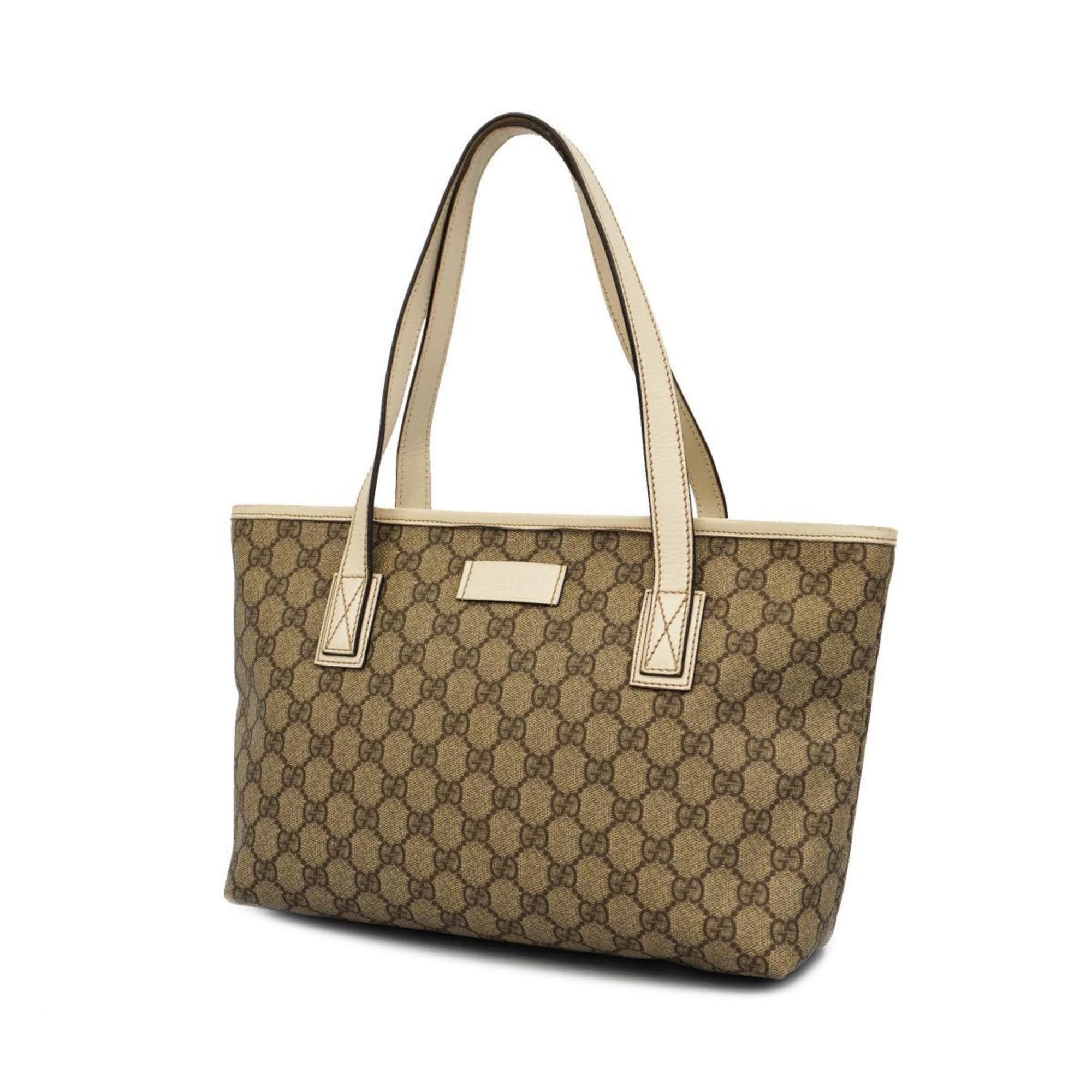 image of Gucci Tote Bag GG Supreme 211138 Leather Ivory Beige Women's in White