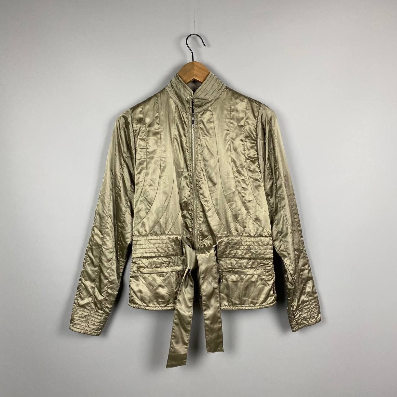 image of Moncler Luxury Vintage Nylon Light Jacket in Gold, Women's (Size Small)