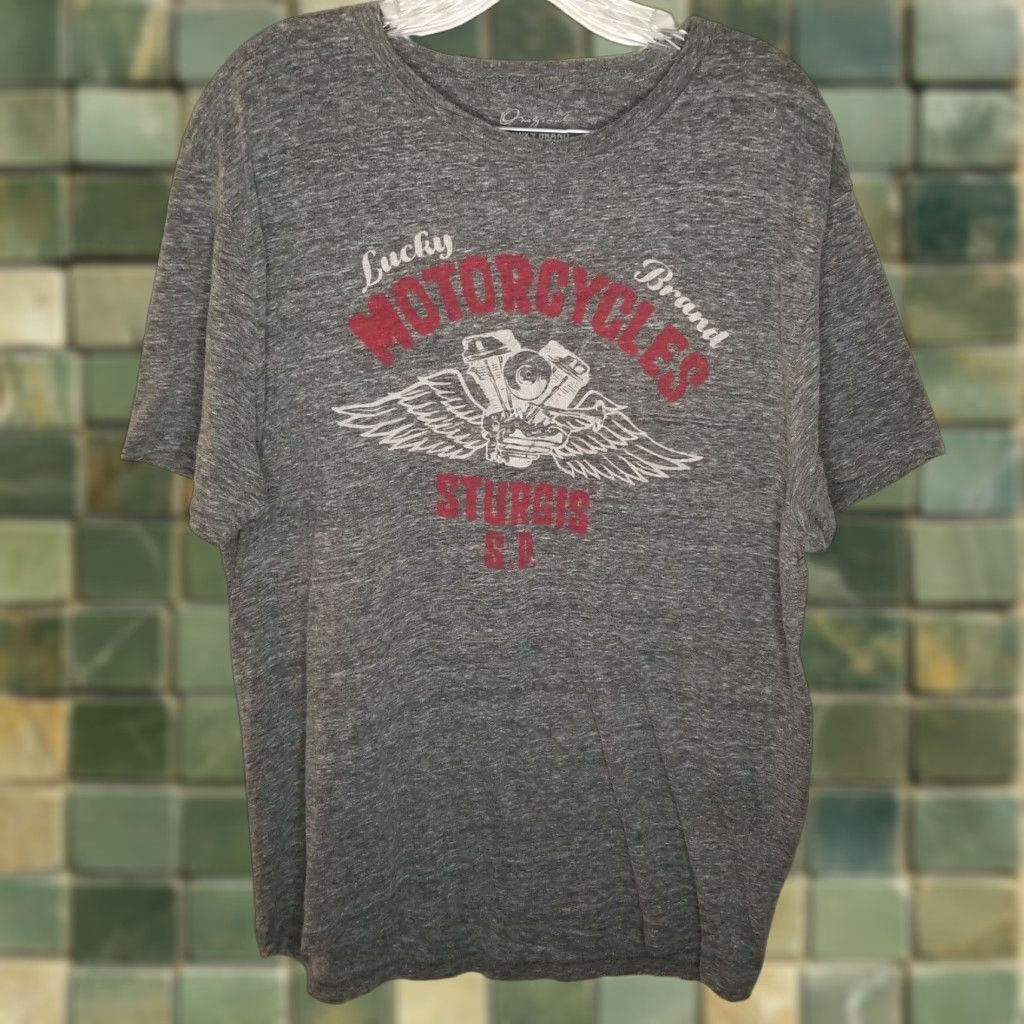 Lucky Brand Lucky Brand T-Shirt Adult XL Gray Motorcycles Sturgis SD Mens Size US XL / EU 56 / 4 - 1 Thumbnail