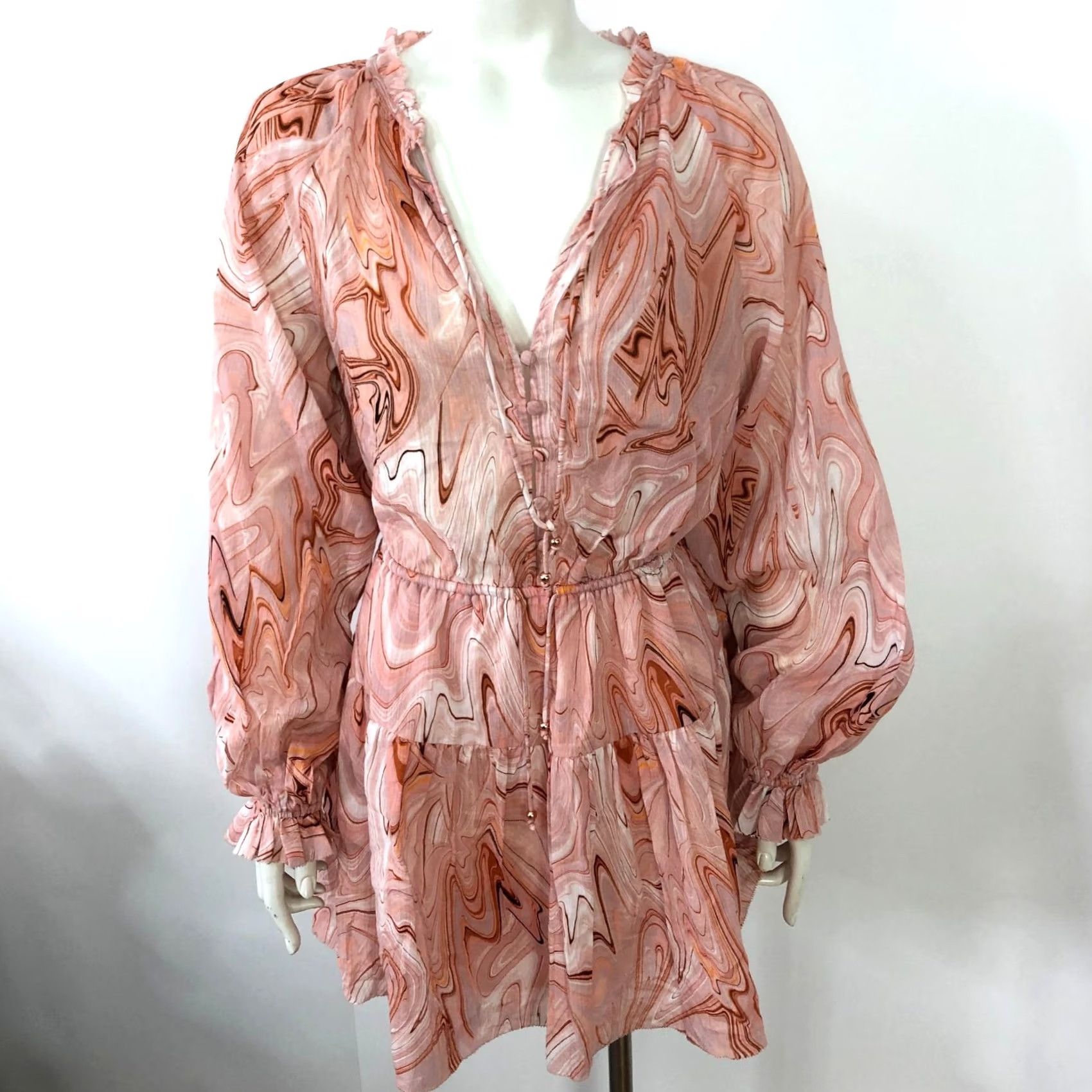 Vintage Kivari Benita NEW Pink Marble US 4 Women’s Lined Mini Dress Boho Festival HRJ Dress Short Bohemian Women’s Lined Mini 4 Pink Marble Size S / US 4 / IT 40 - 2 Thumbnail