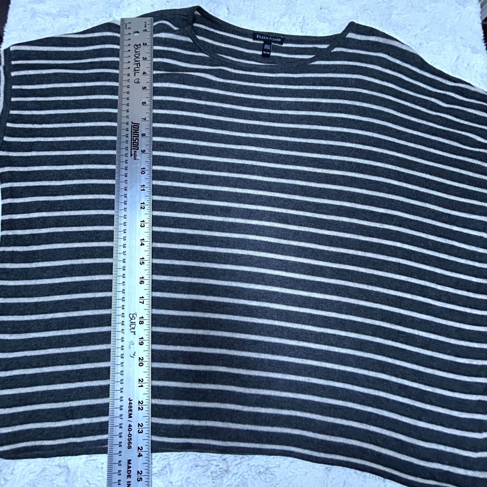 Eileen Fisher Eileen Fisher Women’s Pullover Sweater Merino Wool Blend Striped Gray XL Size XL / US 12-14 / IT 48-50 - 7 Thumbnail