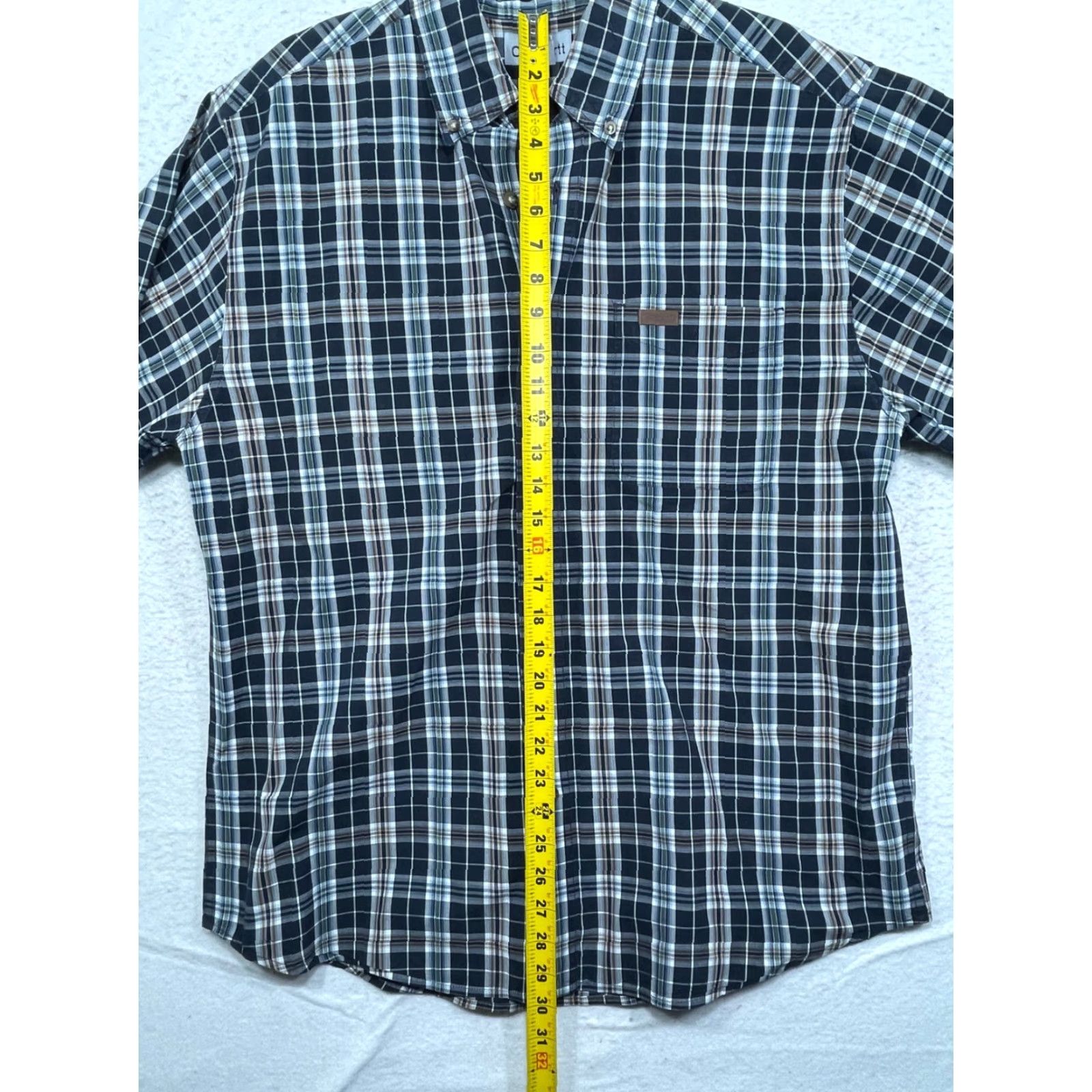 Carhartt Carhartt Plaid Button-Up Shirt Mens Large Short Sleeve Casual Blue Cotton Blend Size US L / EU 52-54 / 3 - 5 Thumbnail