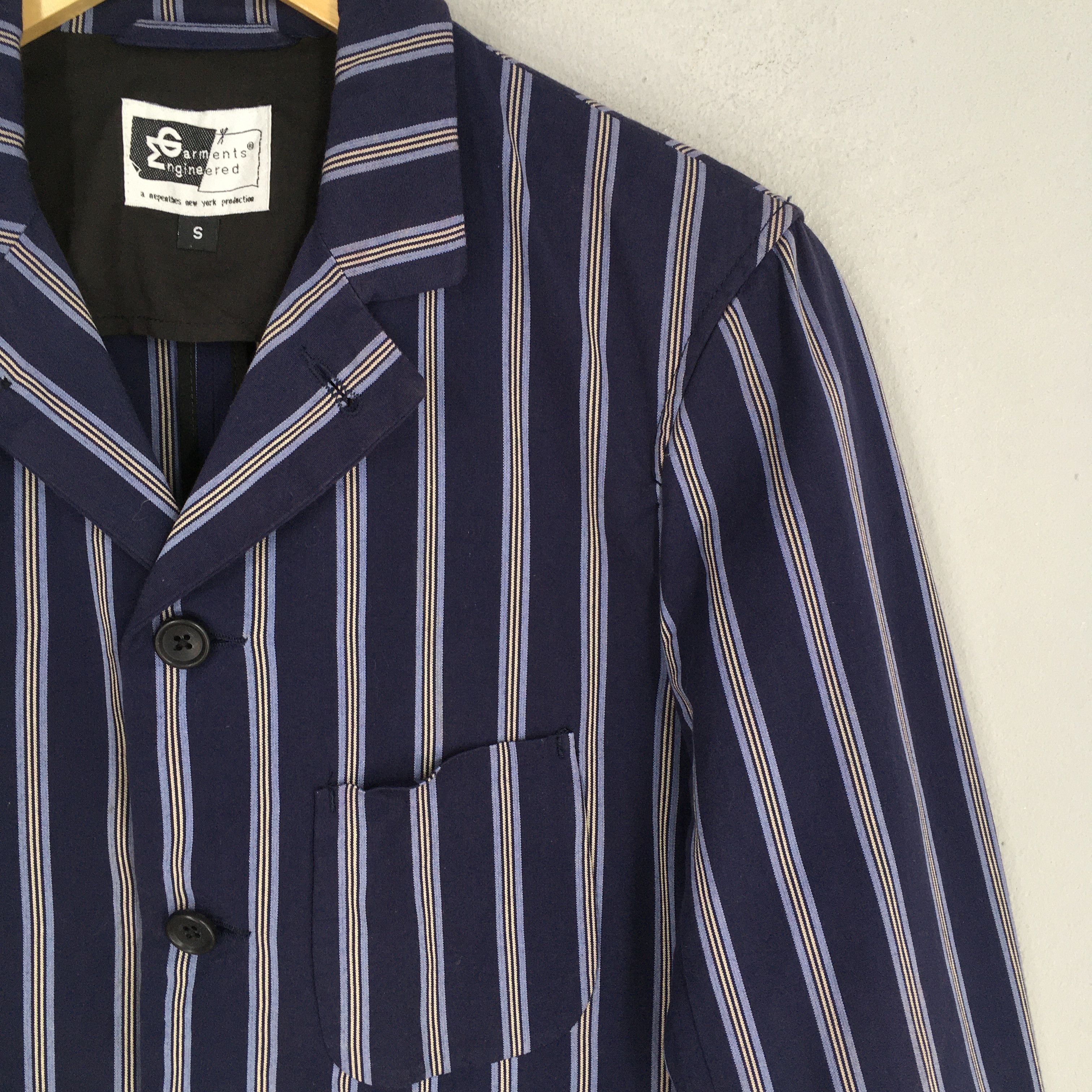 Engineered Garments Engineered Garments Men Casual Blue Striped Coat Small Size US S / EU 44-46 / 1 - 5 Thumbnail