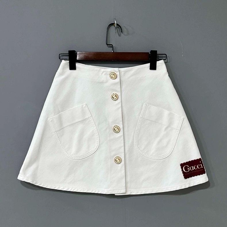 Gucci Golden buckle denim skirt