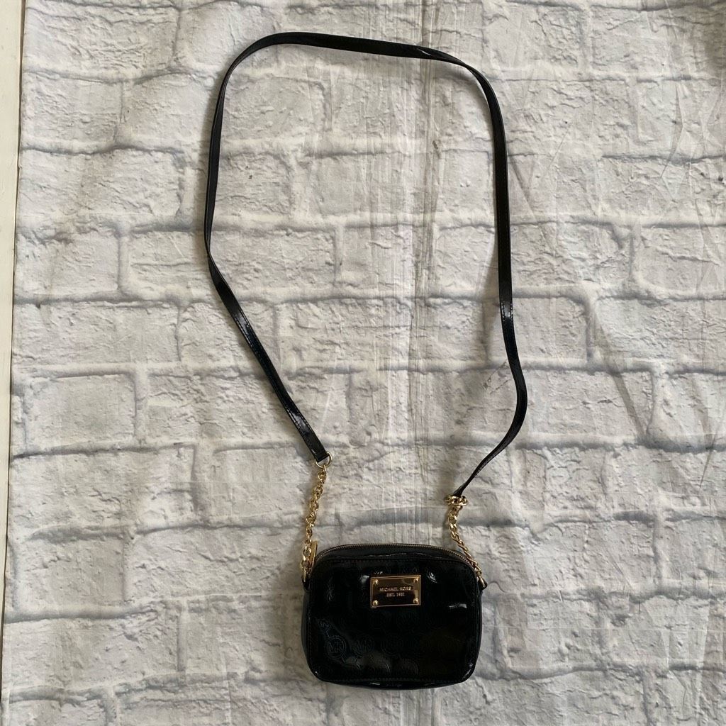 Michael Kors Michael Kors mini crossbody bag w/zipper closure black & gol Size ONE SIZE - 1 Thumbnail