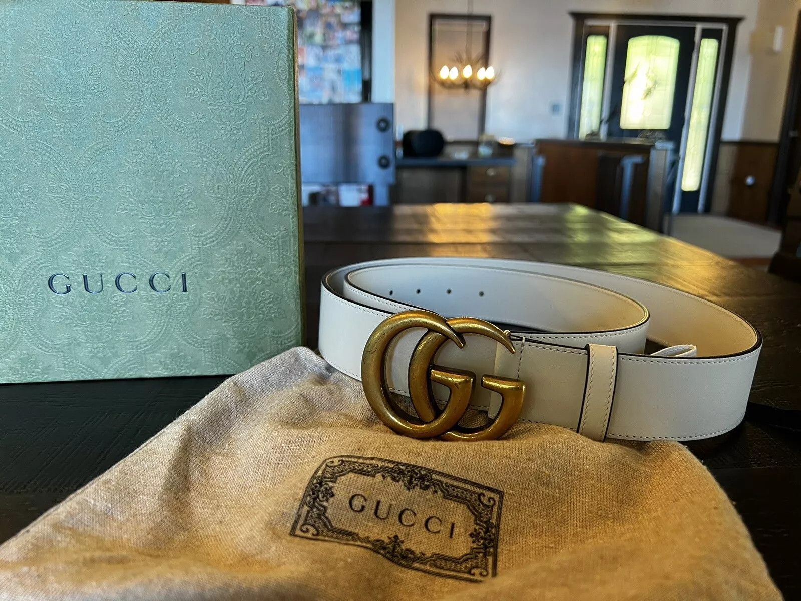 Gucci Authentic Gucci Marmont GG Gold Buckle Logo White Leather Size ONE SIZE - 3 Thumbnail