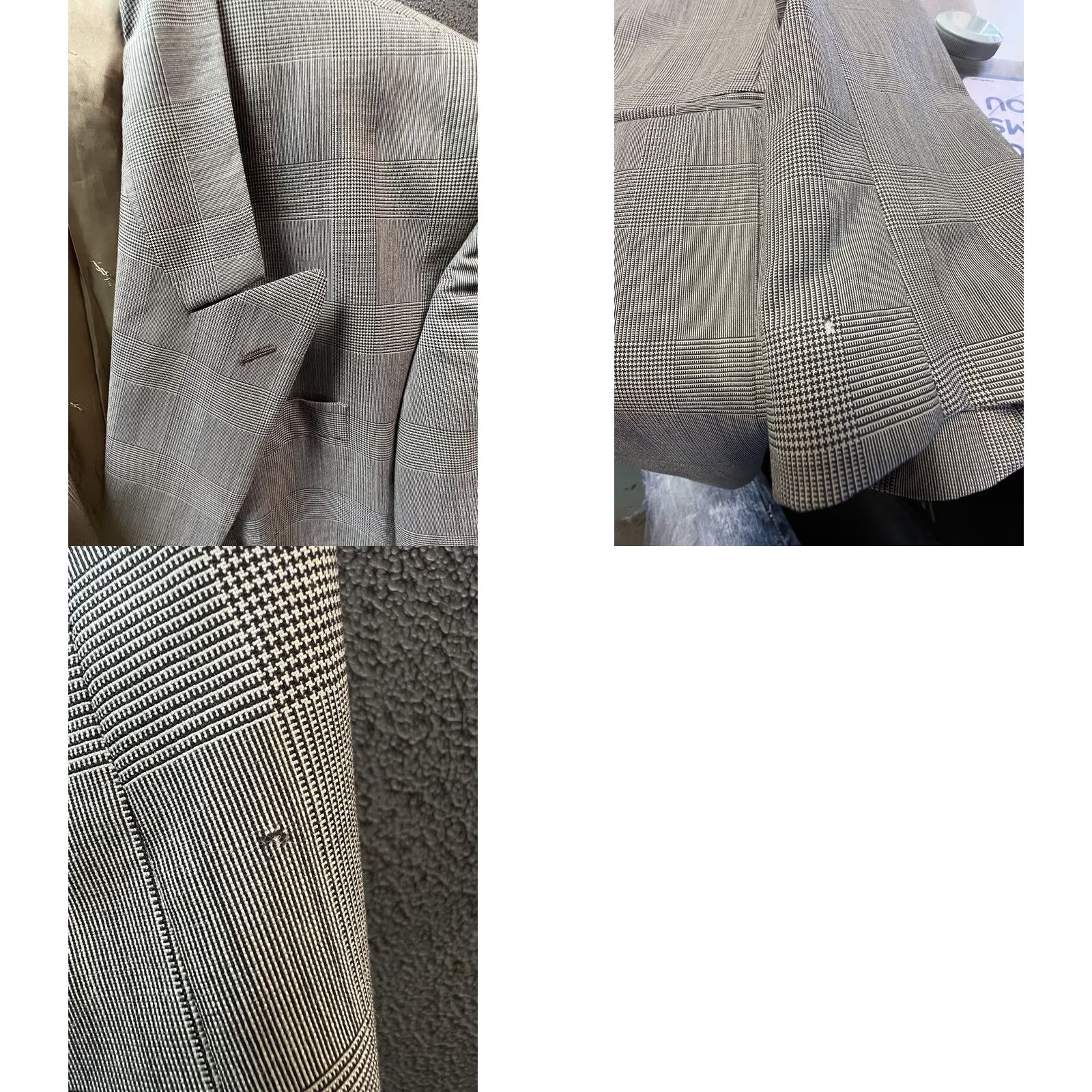 Yves Saint Laurent VINTAGE Yves Saint Laurent Blazer Wool Houndstooth Brown XL Mens Size 46R - 9 Thumbnail