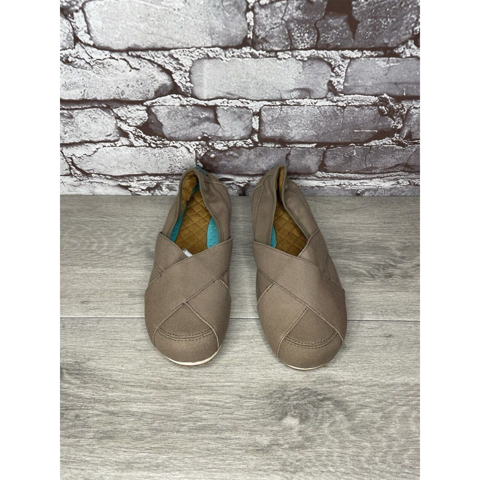Other Mozo Taupe Canvas Fabric Comfort Slip Ballet Flats Shoes Wom Size US 8 / IT 38 - 19 Thumbnail