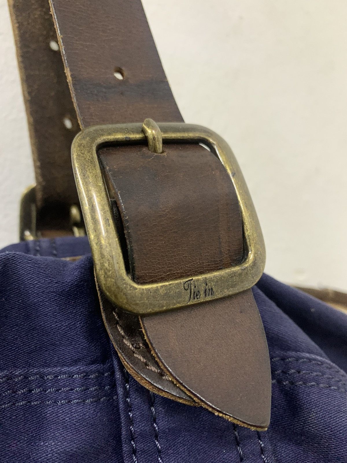 Japanese Brand TIE IN Cotton Bag Leather Trimming Size ONE SIZE - 6 Thumbnail