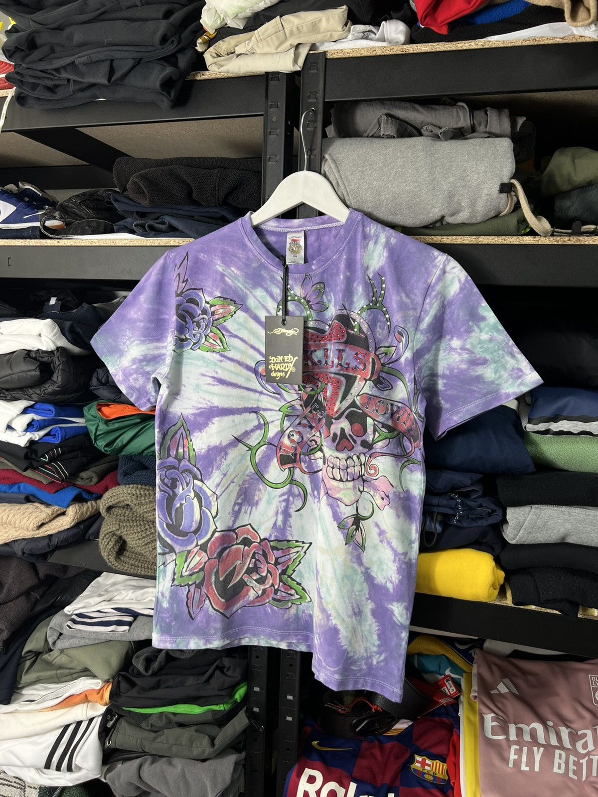 Ed Hardy Ed Hardy Love Kills Slowly Tie-Dye T-shirt Purple Size US L / EU 52-54 / 3 - 1 Thumbnail