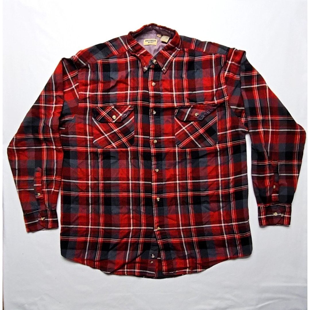 Vintage Vintage Red Black Plaid Flannel L Tall Button Up Shirt 90s Size US L / EU 52-54 / 3 - 1 Thumbnail