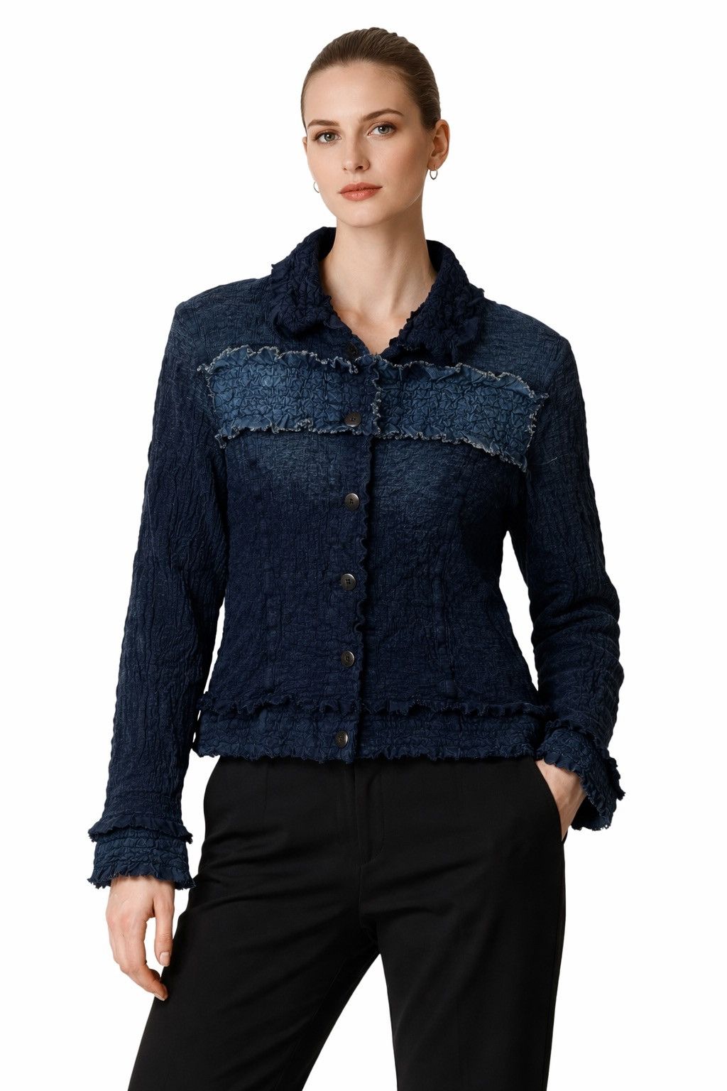Issey Miyake ‼️LAST DROP‼️Issey Miyake ME Wrinkle Cauliflower Indigo Jacket Size S / US 4 / IT 40 - 1 Thumbnail