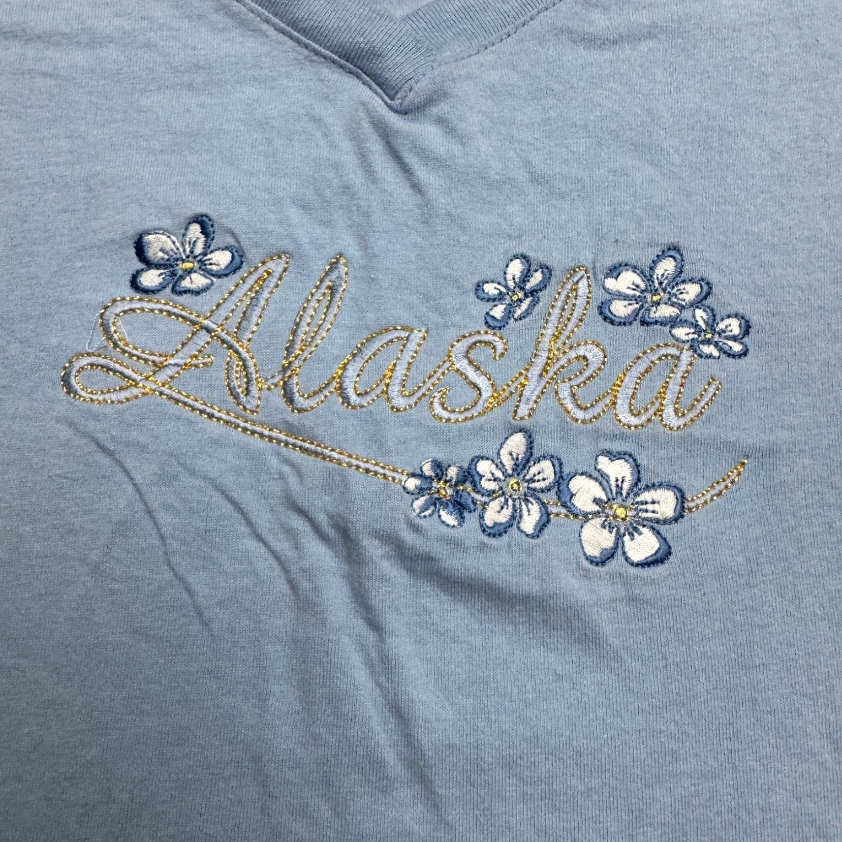 Vintage American Activewear Alaska Embroidered T-shirt Womens XL Blue Heavyweight Tee Size XL / US 12-14 / IT 48-50 - 3 Thumbnail