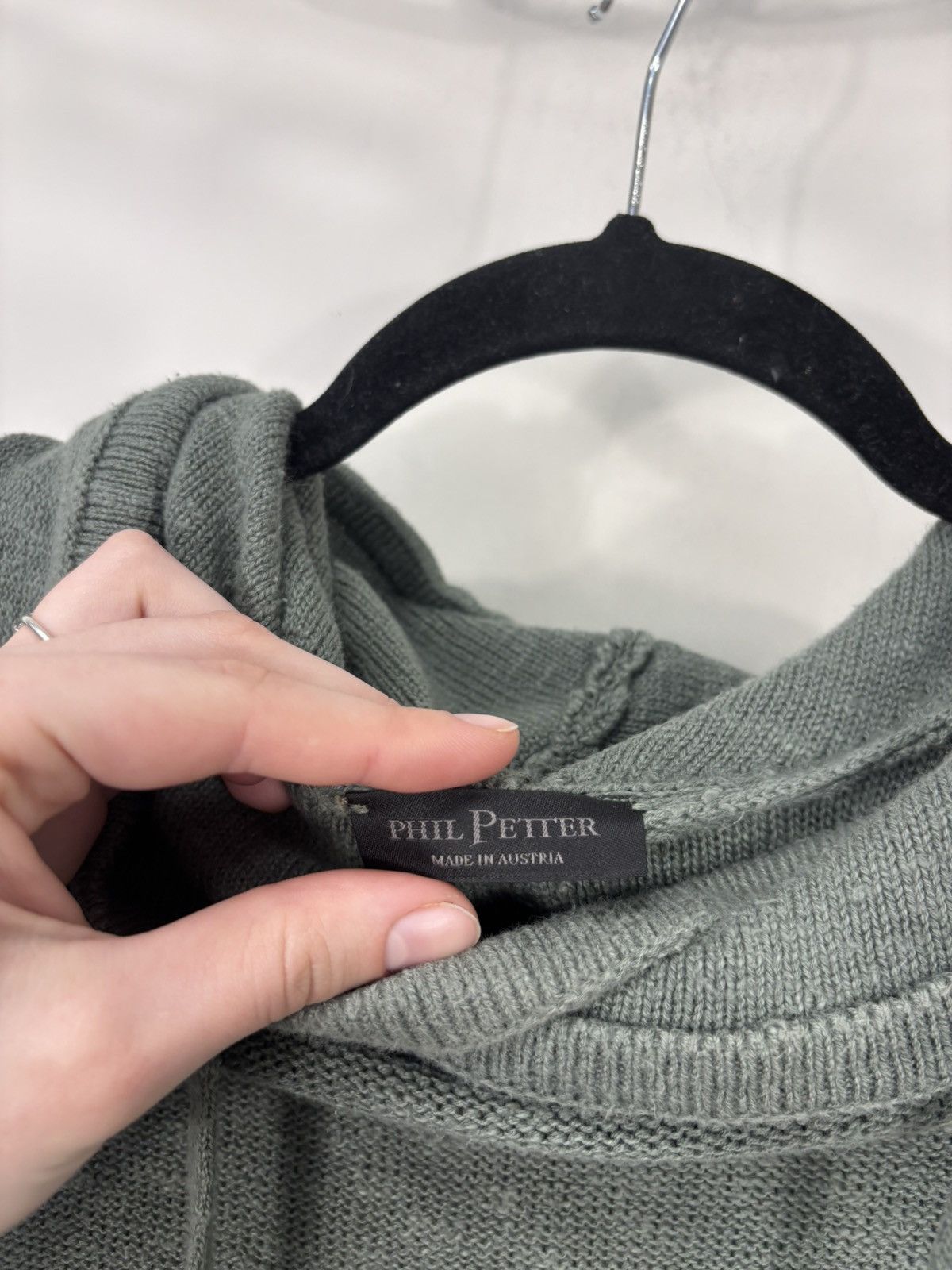 Other Phil Petter Men’s Sage Green Wool Blend Knit Hoodie Size US L / EU 52-54 / 3 - 8 Thumbnail