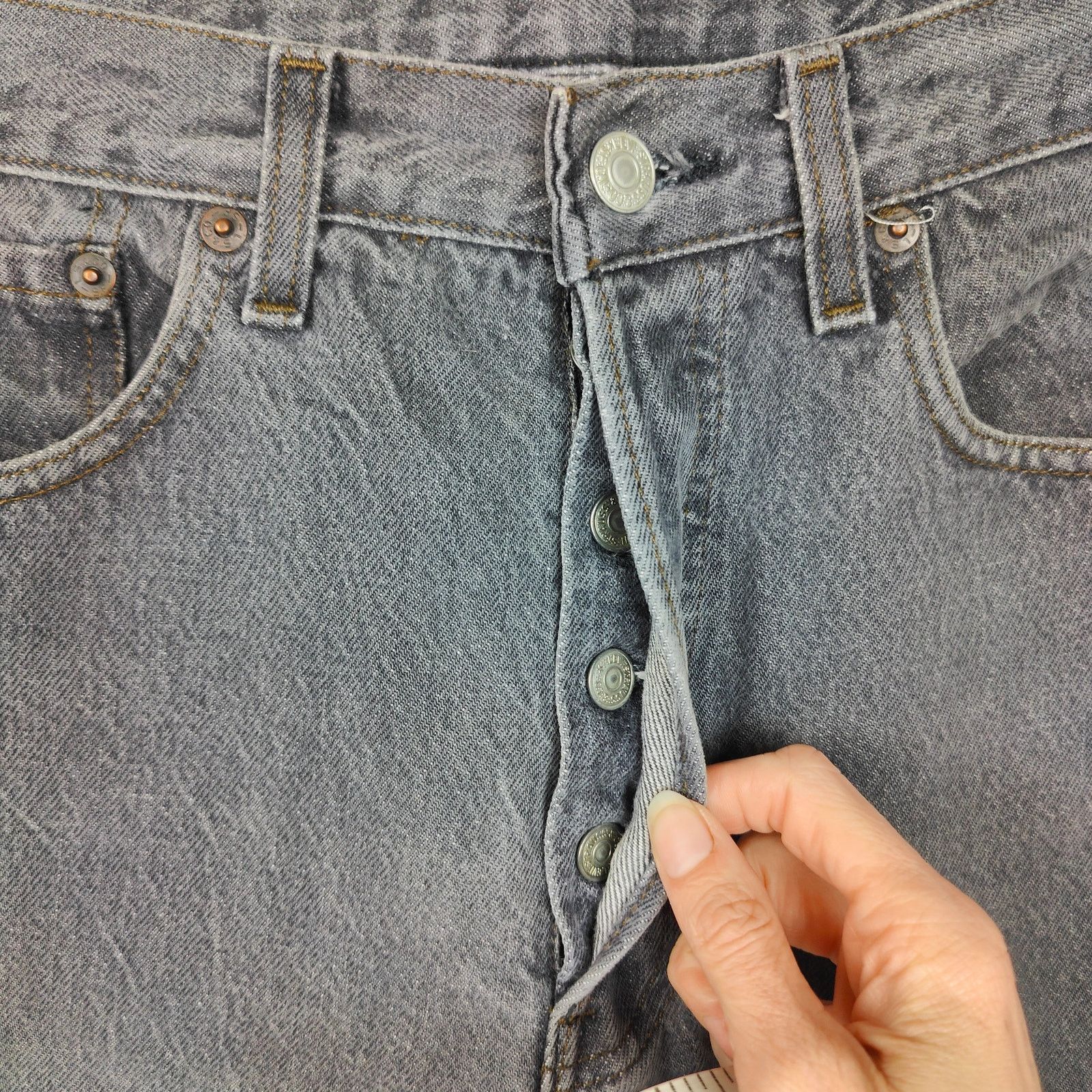 Levi's Vintage Levi's 501 Jeans Womens 29 Charcoal Wash Button Fly Size 29" - 4 Thumbnail