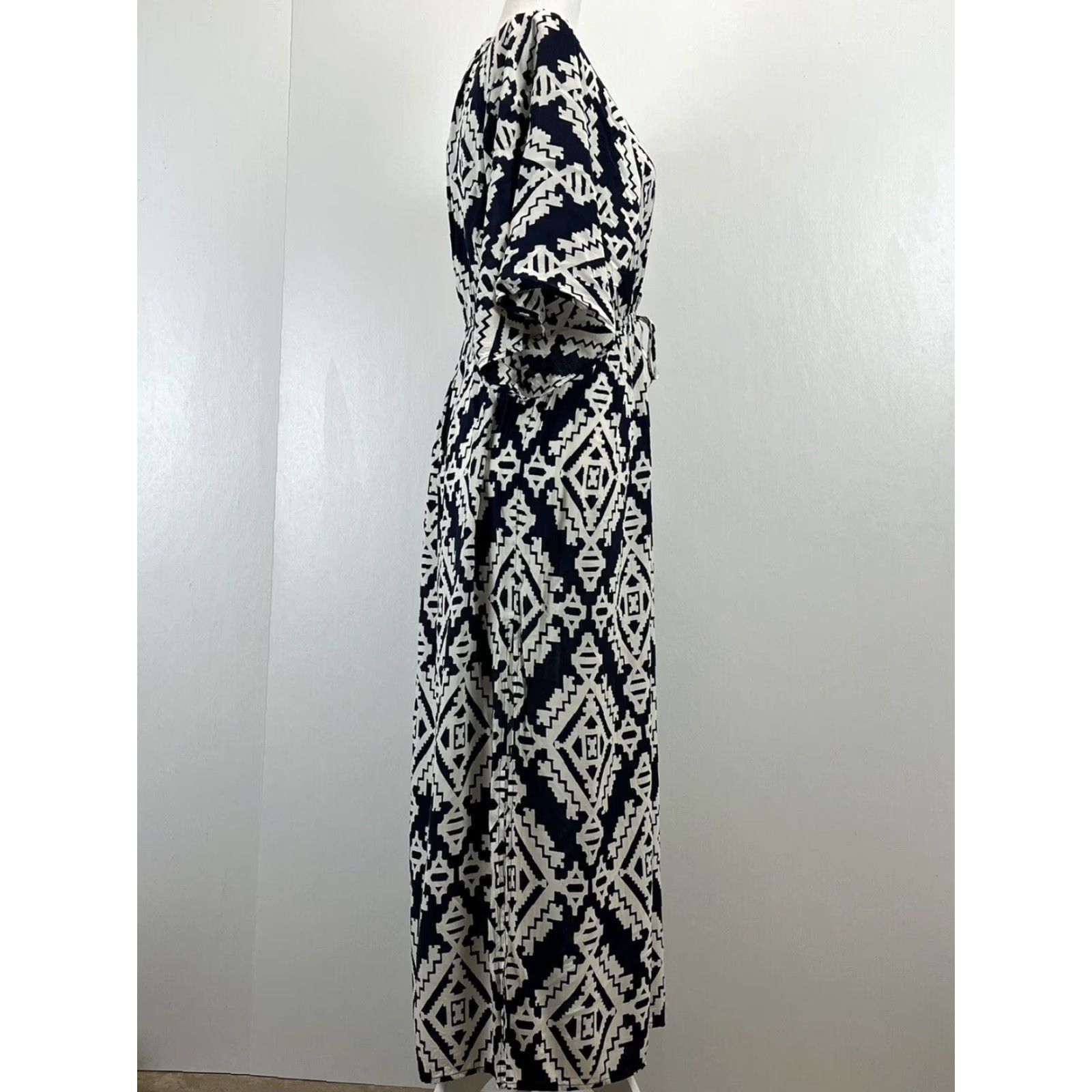 Tory Burch Tory Burch Maxi Dress, Navy & White, V-Neck, Side Slits, Long, Women's Medium Size M / US 6-8 / IT 42-44 - 2 Thumbnail