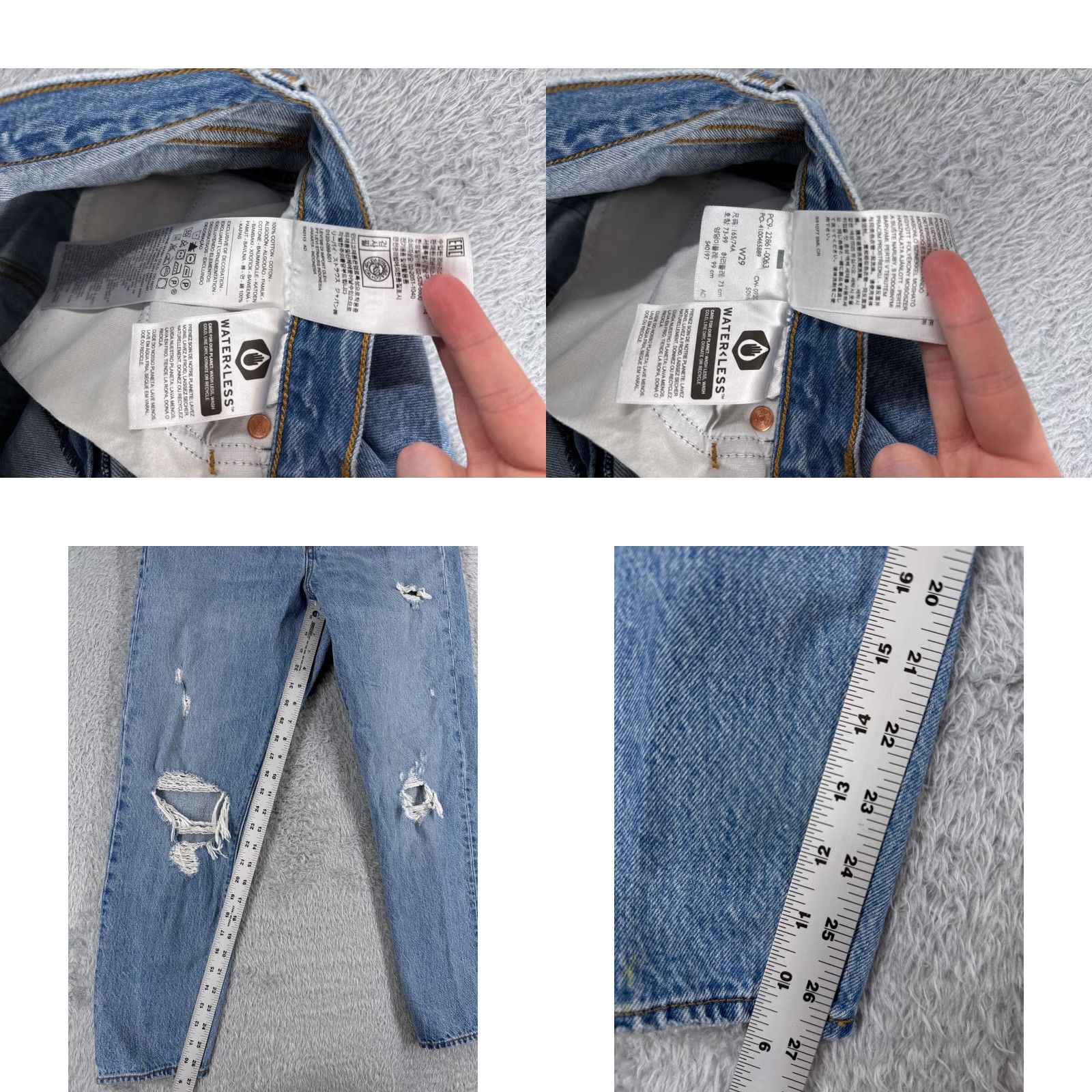 Levi's VINTAGE Levis Premium Jeans Women 29 Blue Denim Big E Wedgie Distressed Button Fly 28x27 Size 29" - 8 Thumbnail