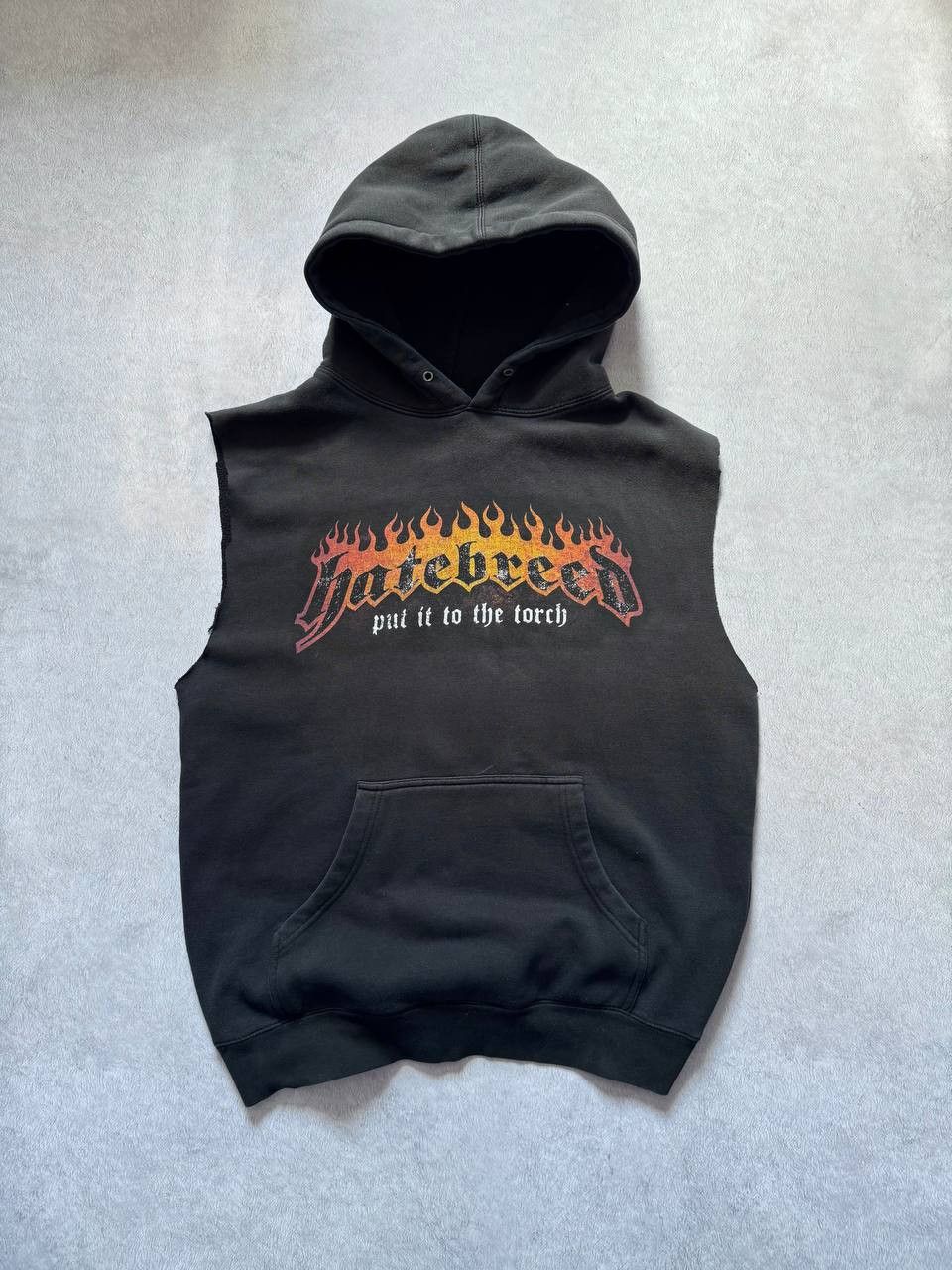 Band Tees Vintage Hatebreed Flame Skull Cut-Off Hoodie Sleeveless y2k Size US M / EU 48-50 / 2 - 1 Thumbnail