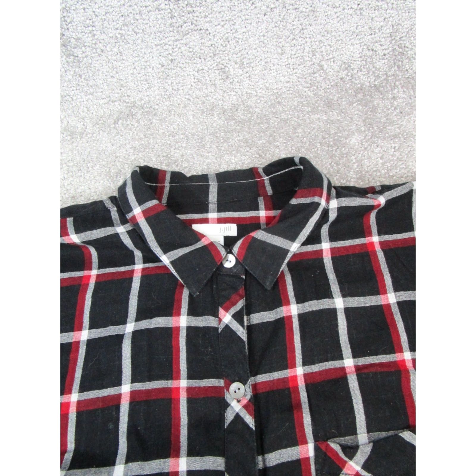 J. Jill J. Jill Shirt Womens XL Red Cotton Button-Up Tunic Plaid Long Sleeve Collared Button-Up Colorful 70s or 80s theme not applicable Mens Womens Girls Size XL / US 12-14 / IT 48-50 - 2 Thumbnail