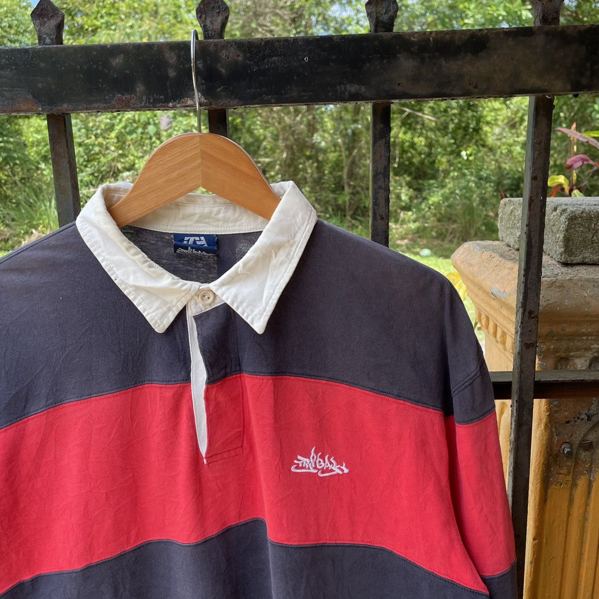 Tribal Streetwear × Vintage 🔥Vintage Tribal Skateboard Striped Polos Rugby Shirts Size US L / EU 52-54 / 3 - 4 Thumbnail