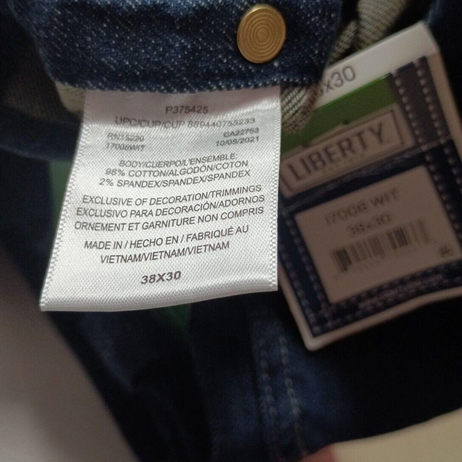 Liberty Liberty Denim Blue Jeans Bibs Overalls Men's 38x30 Cotton Size US 38 / EU 54 - 7 Thumbnail
