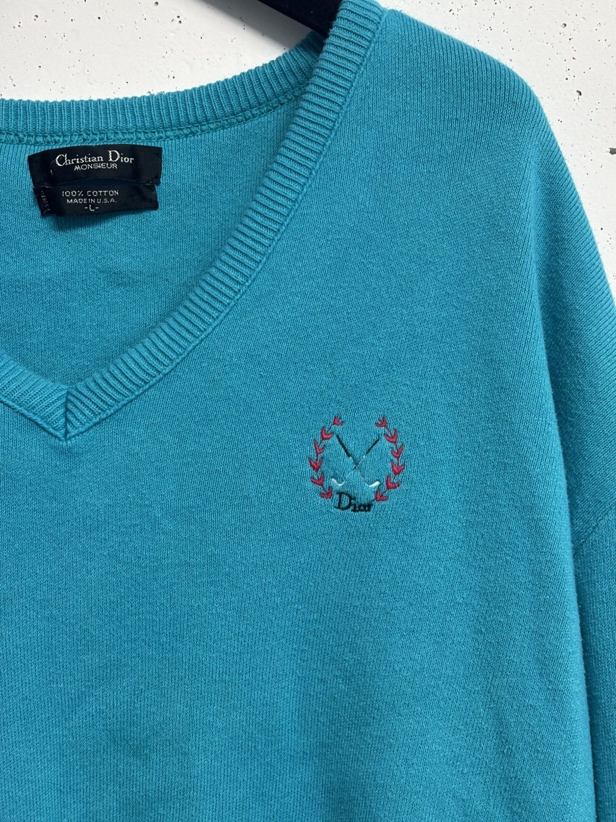 Christian Dior Monsieur Christian Dior V-Neck Golf Sweater Size US L / EU 52-54 / 3 - 2 Thumbnail