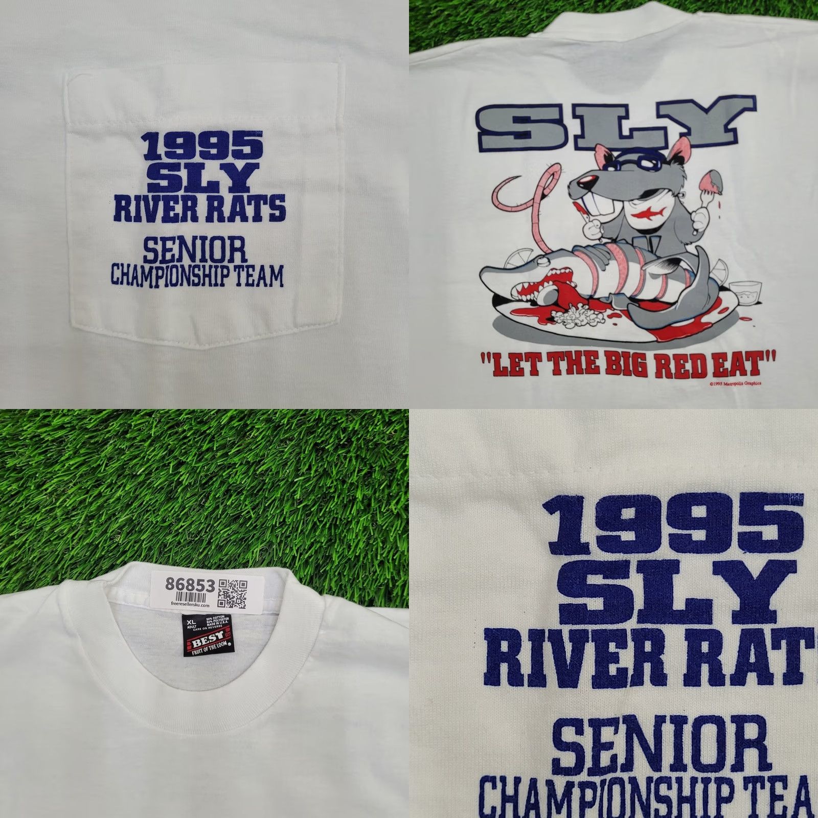Fruit Of The Loom VINTAGE 1995 Funny Rat Sarcasm Shirt Womens L/XL 23x27 White Shirt Ladies XL White Graphic Tee Retro Slogan Decade 1990s Mens Womens Boys Girls Size XL / US 12-14 / IT 48-50 - 8 Thumbnail