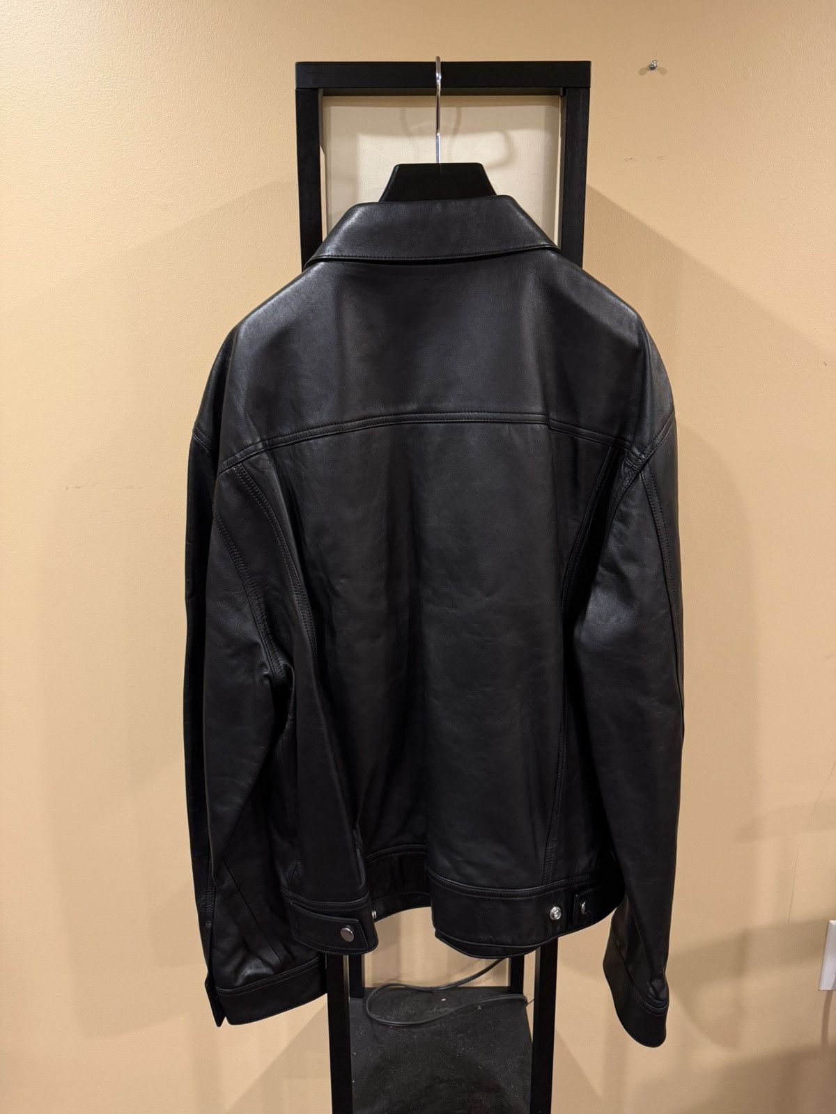 Celine Celine x Hedi SS23 Runway Bauhaus Leather Trucker Jacket Size US XL / EU 56 / 4 - 17 Thumbnail