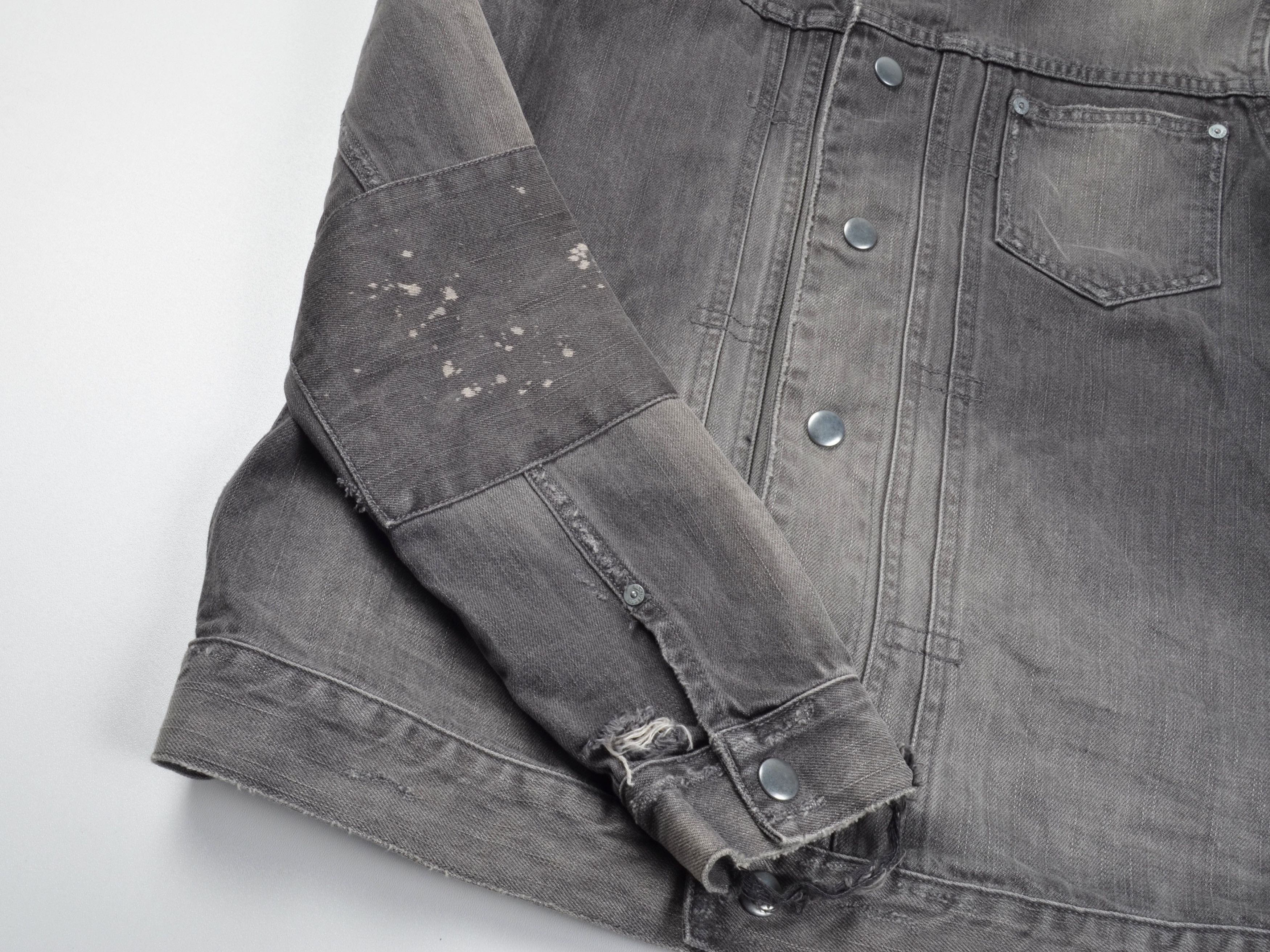 Allsaints Allsaints Distressed Faded Grunge Gray Denim Jacket Size US L / EU 52-54 / 3 - 8 Thumbnail