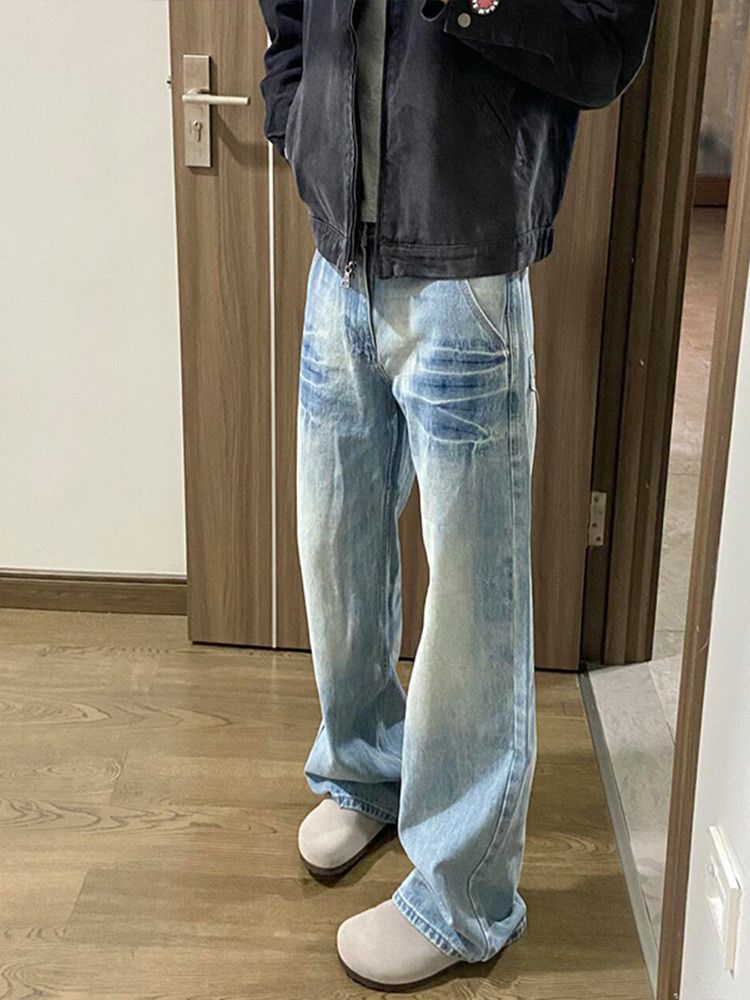 Japanese Brand Men's American street cleanfit scimitar flared washed jeans Size US 32 / EU 48 - 1 Thumbnail