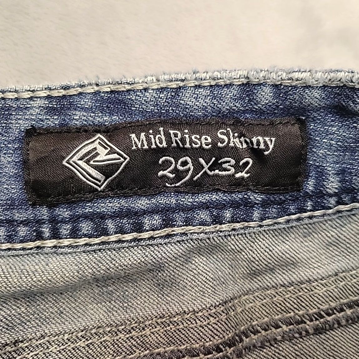 Denime Rock & Roll Cowgirl Jeans Womens 29x32 Faded Distressed Denim Mid Rise Skinny Jeans 90s Western USA Mens Womens Boys Girls Size 29" - 5 Thumbnail