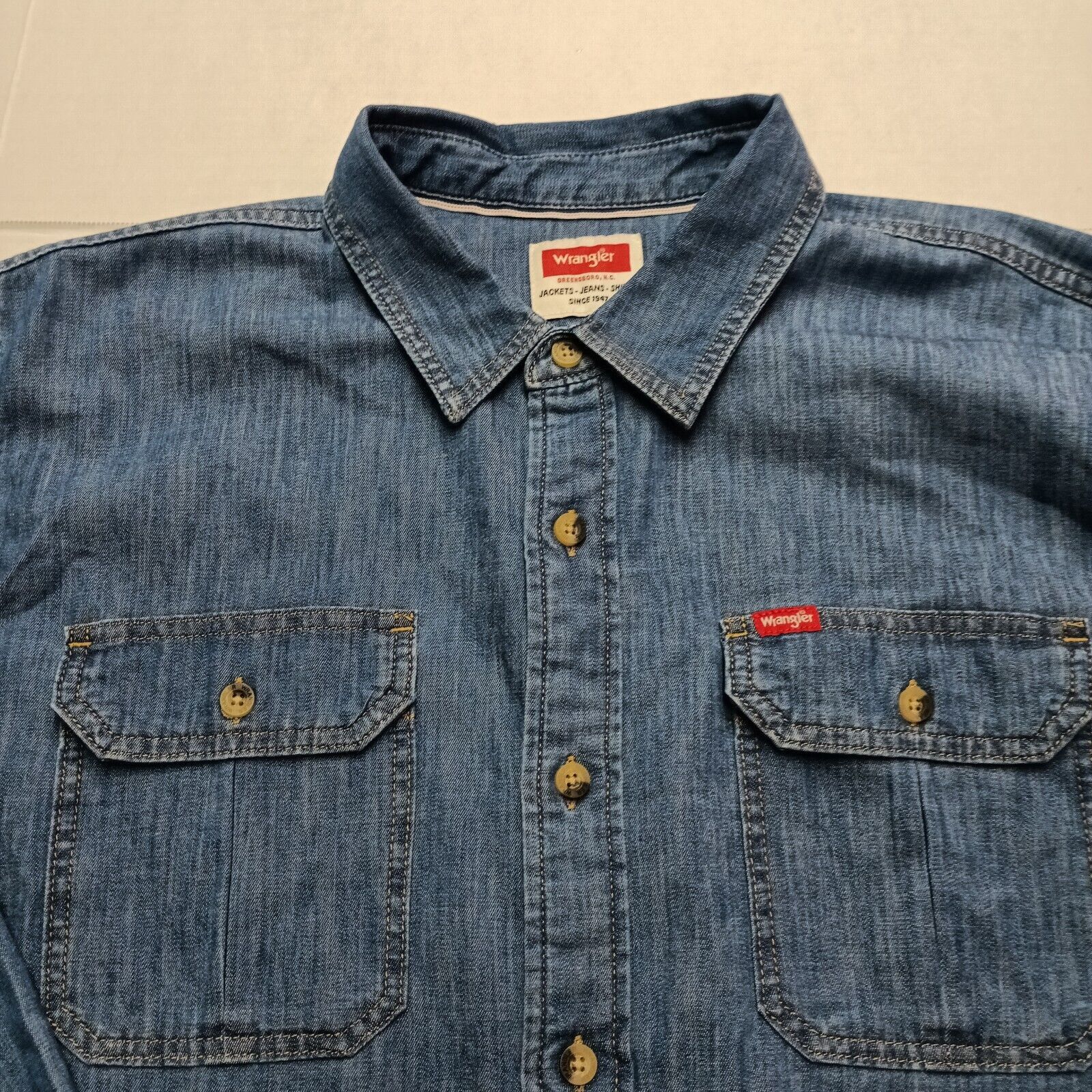 Wrangler Wrangler Men's Relaxed Fit Woven Button Shirt Size XL Blue Size US XL / EU 56 / 4 - 3 Thumbnail