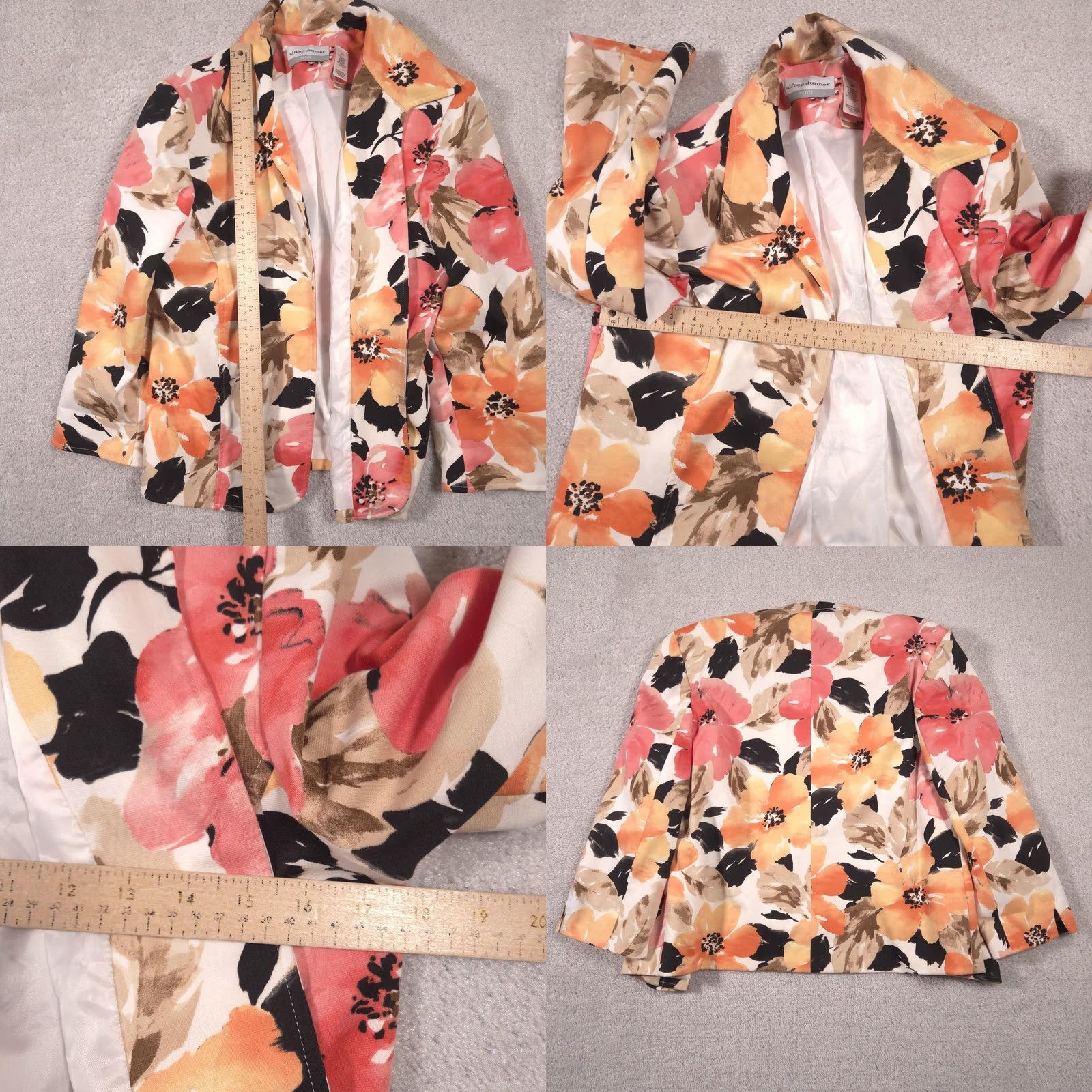 Vintage Alfred Dunner Blazer Womens 12P Floral Open Front Lined Stretch Jacket Size XL / US 12-14 / IT 48-50 - 8 Thumbnail