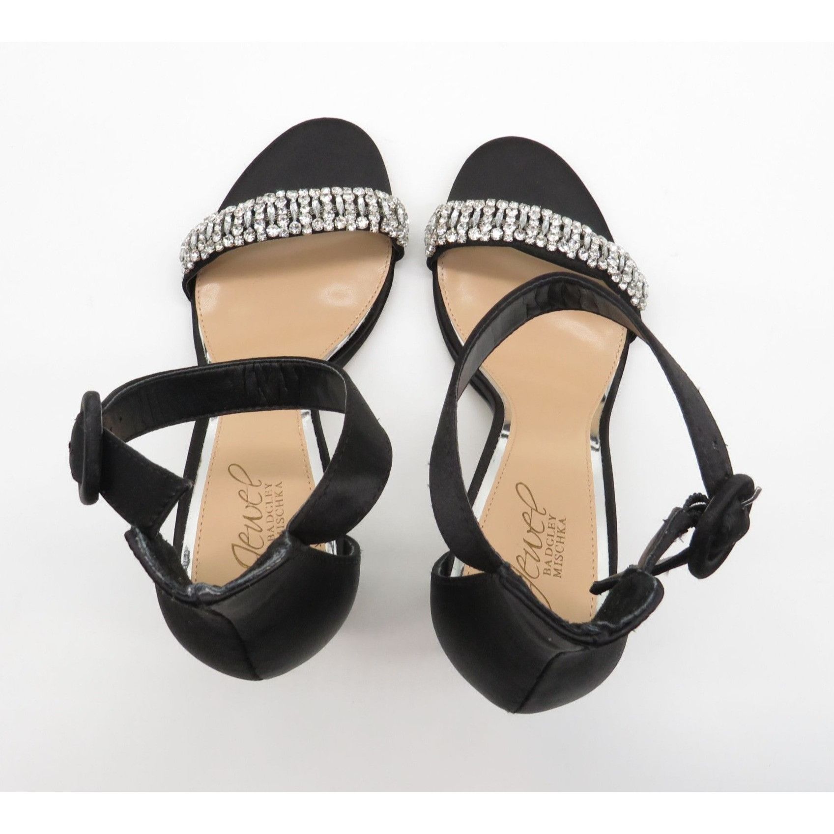 Other Jewel By Badgley Mischka Women's Black Sandals Rhinestone Ac Size US 10 / IT 40 - 4 Thumbnail