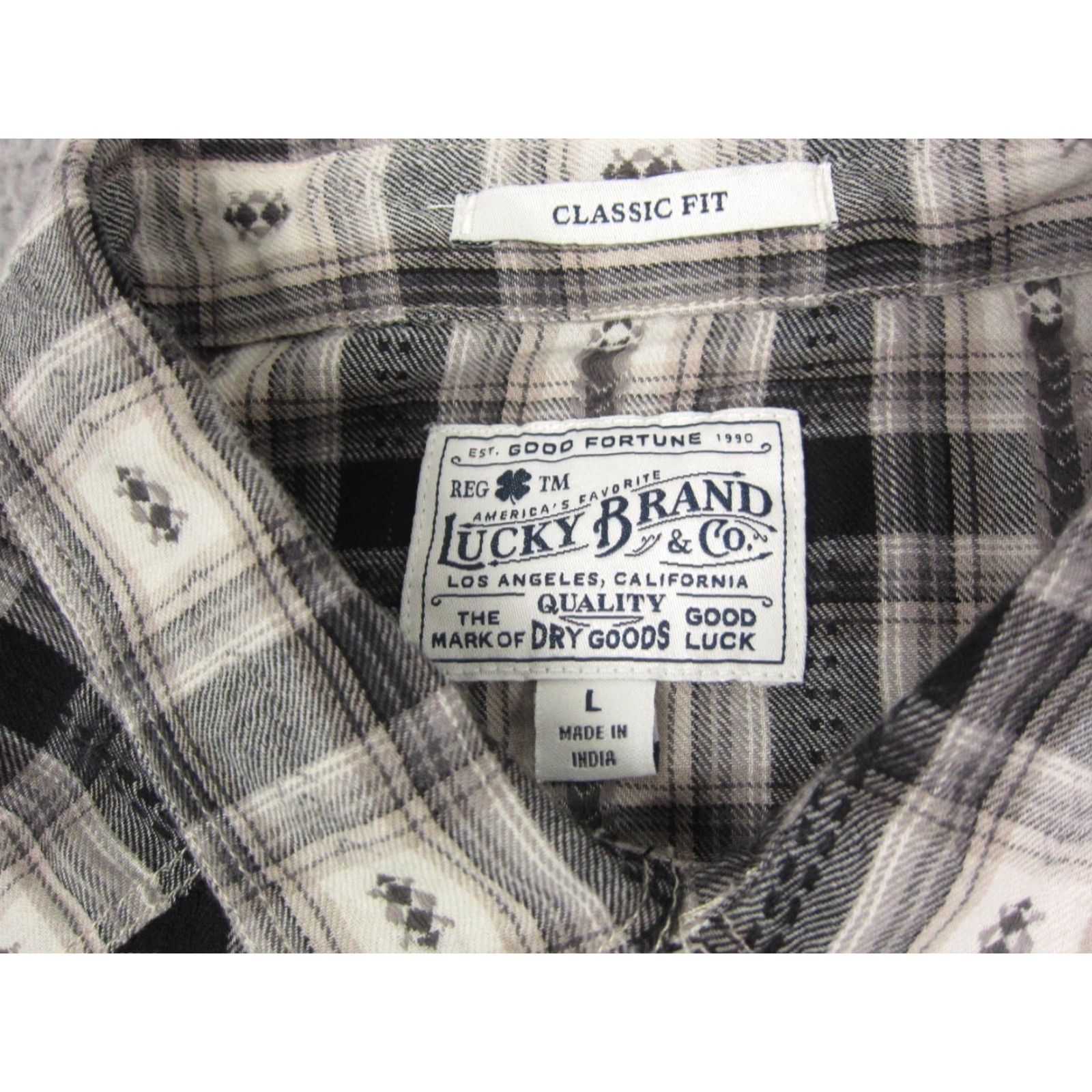 Lucky Brand Lucky Brand Shirt Mens Large Plaid Button-Up Collared Snap Pocket Classic Fit Black Size US L / EU 52-54 / 3 - 3 Thumbnail