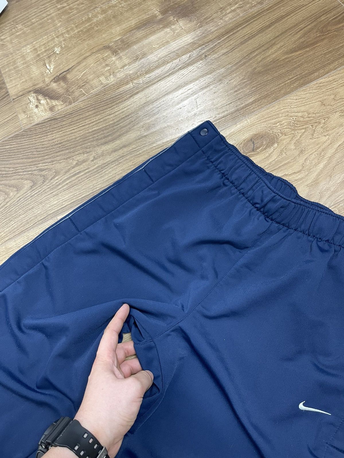 Nike × Vintage Vintage Nike Y2K Style Blue Drill Side Buttons Sweatpants Size US 30 / EU 46 - 10 Thumbnail
