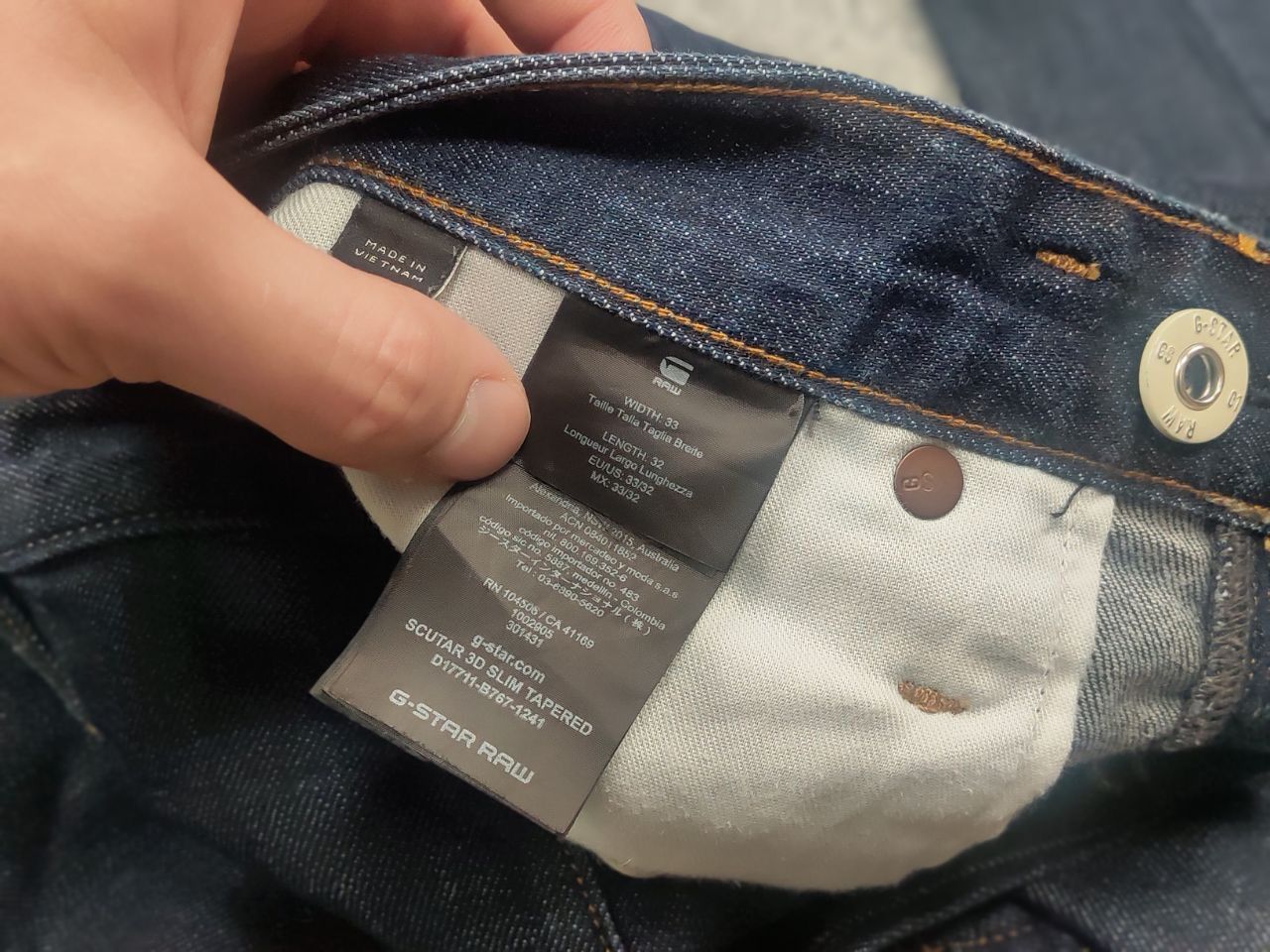 G-Star G-Star Raw Scutar 3-D Slim Tapered Dark Denim Jeans Vintage Size US 33 - 16 Thumbnail
