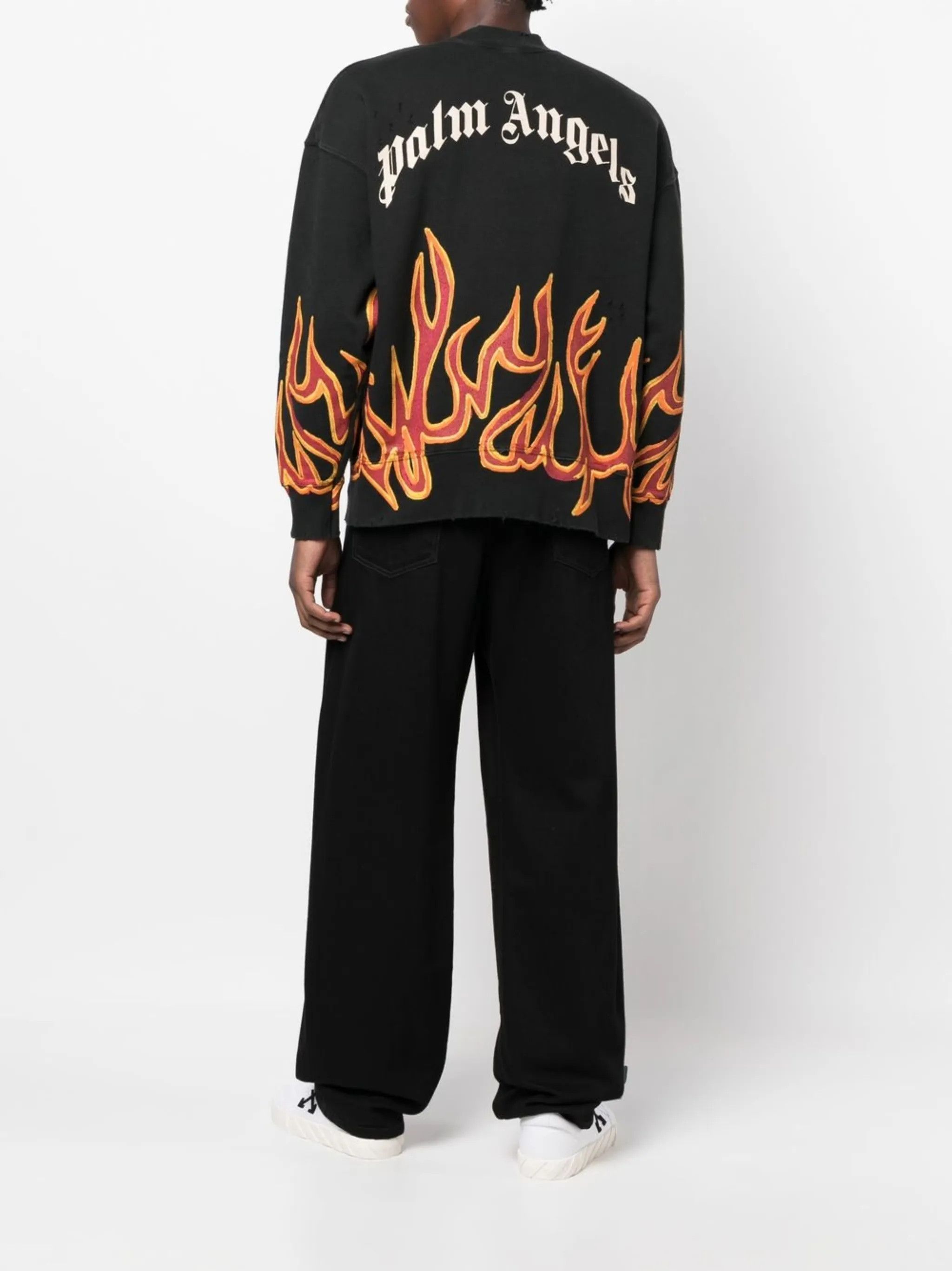 Palm Angels o1gr1nt0425 Gd Graffiti Flames Crewneck Sweatshirt in Black Size US XS / EU 42 / 0 - 2 Thumbnail