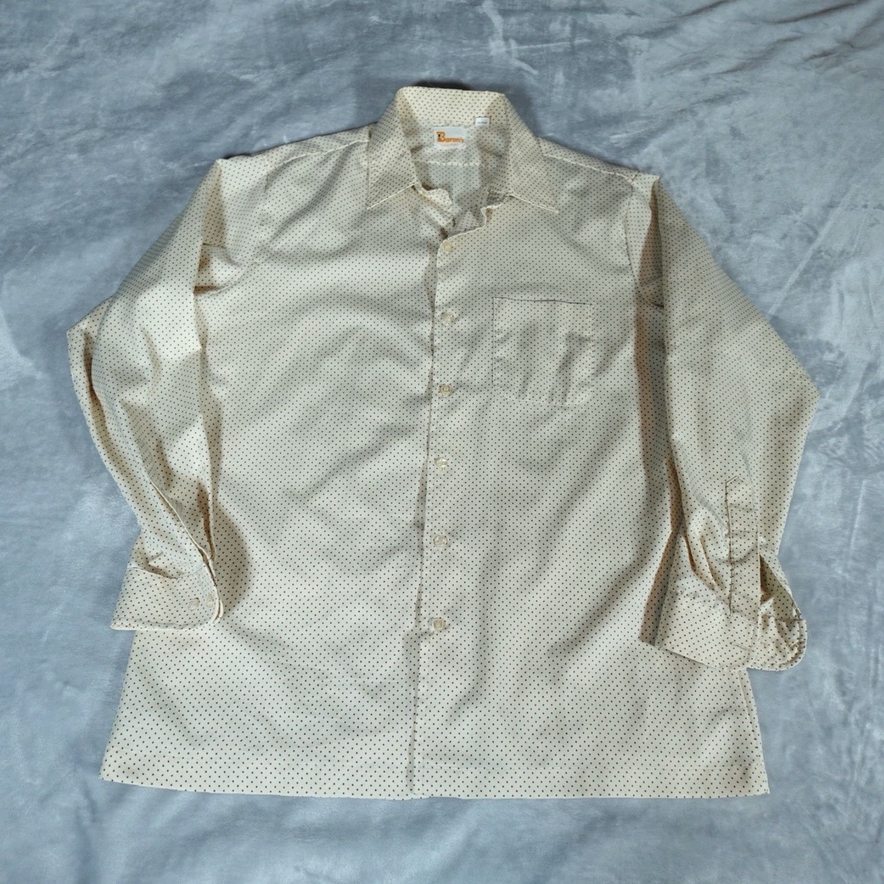 Vintage VINTAGE Barons Polka Dot Button Pocket Shirt Mens XL Lightweight Beige 70s Size US XL / EU 56 / 4 - 7 Thumbnail