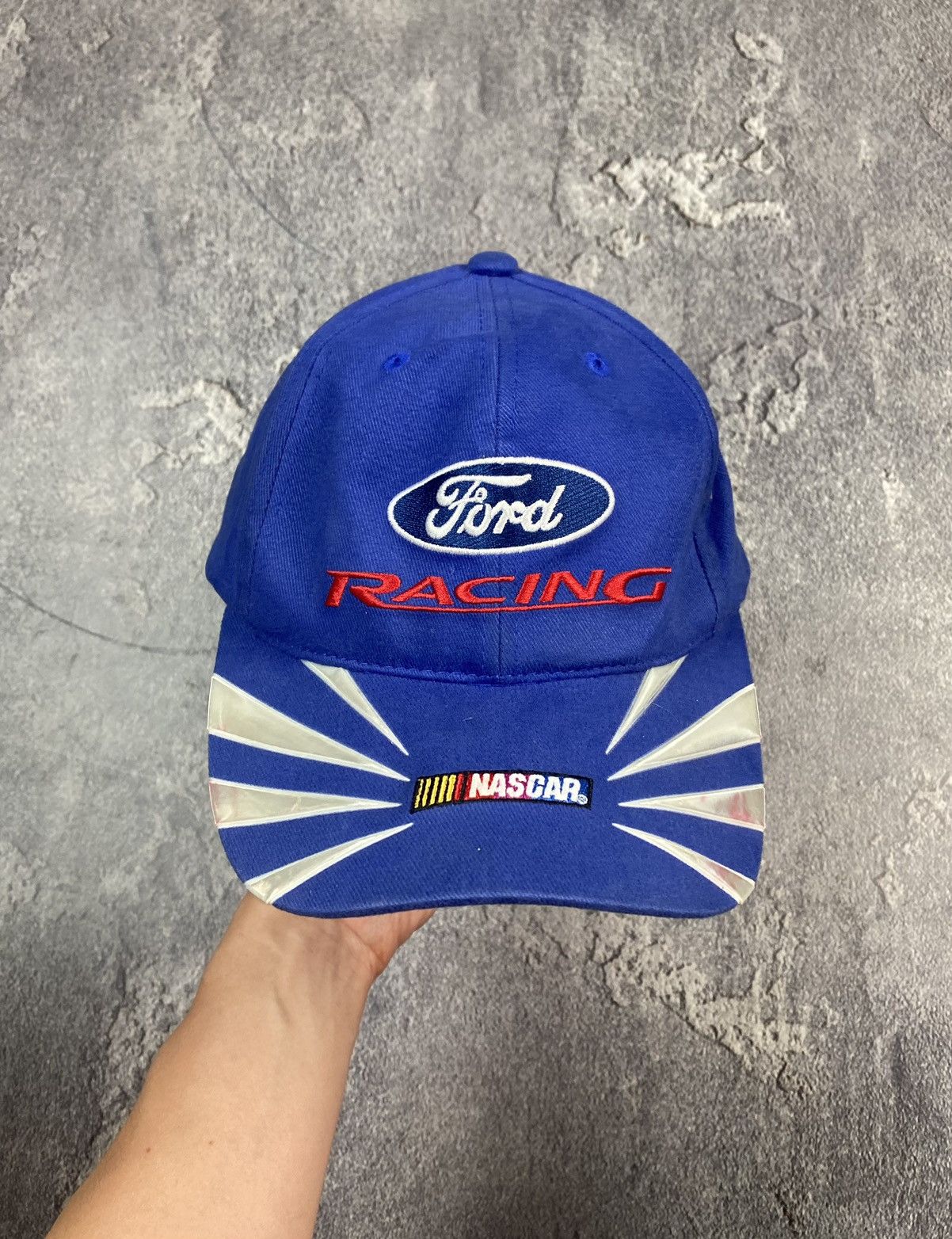 NASCAR Y2K Ford Racing NASCAR Blue Cap VTG Size ONE SIZE - 2 Thumbnail