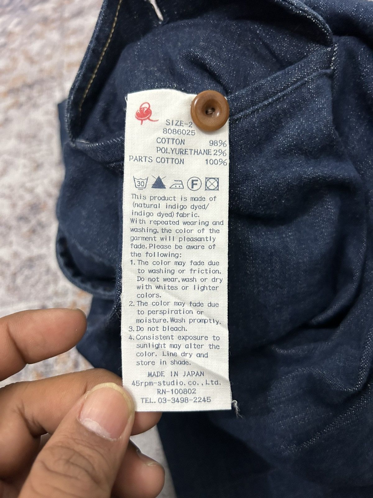 45rpm 45Rpm Japan Denim Bottom button Pants Size US 27 - 12 Thumbnail