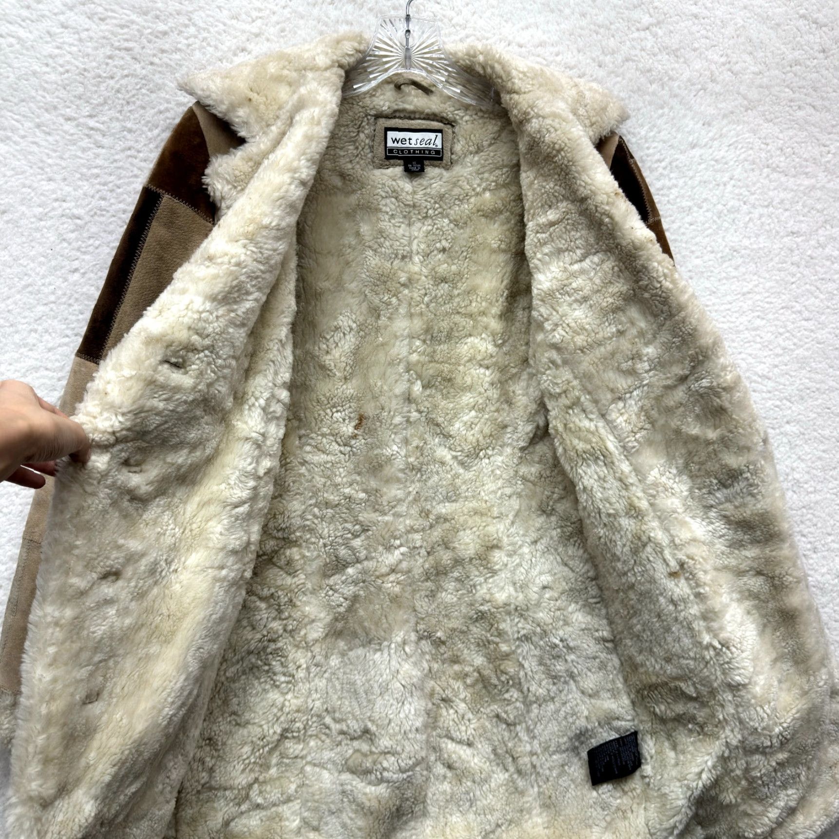 Vintage Y2K Vintage Afghan Penny Lane Jacket Coat Patchwork Leather Faux Fur Bratz Wet SEal Jacket XS Womens Suede Beige Be... Size S / US 4 / IT 40 - 4 Thumbnail