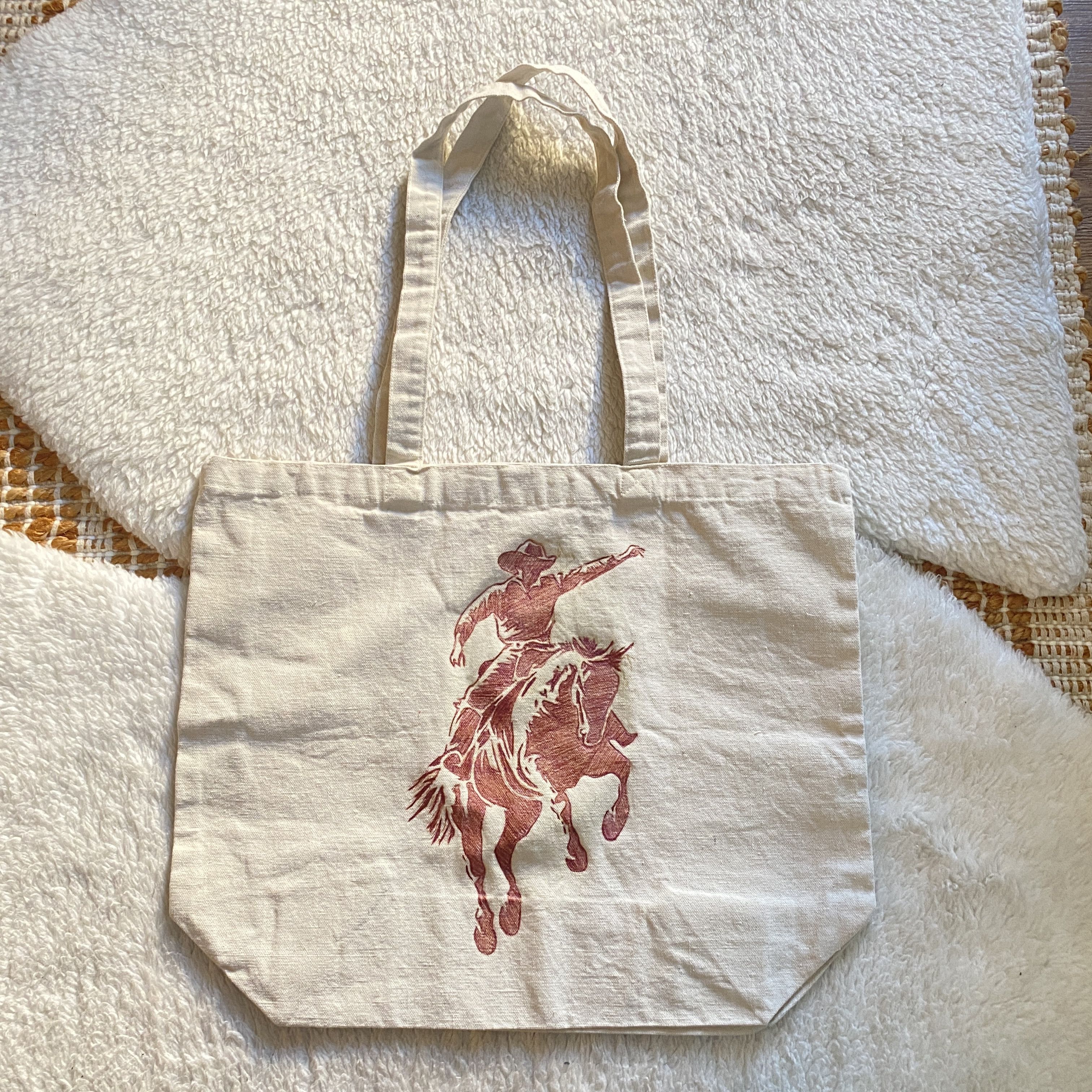 Other Hand-Burned Cowboy Canvas Tote Bag – One-of-a-Kind Design Size ONE SIZE - 9 Thumbnail