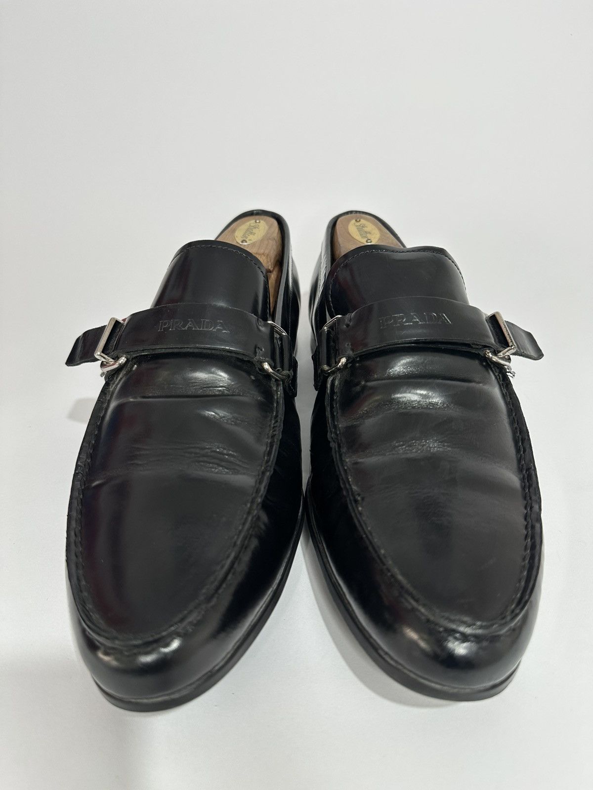 Prada Vintage Prada Logo Buckle Black Leather Loafers. Size US 10 / EU 43 - 4 Thumbnail